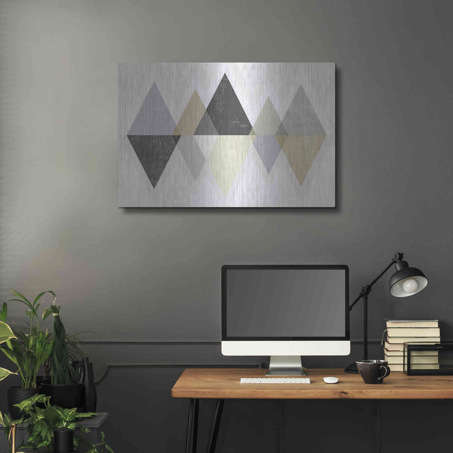 Luxe Metal Art 'Mod Triangles II Archroma' by Michael Mullan, Metal Wall Art,36x24