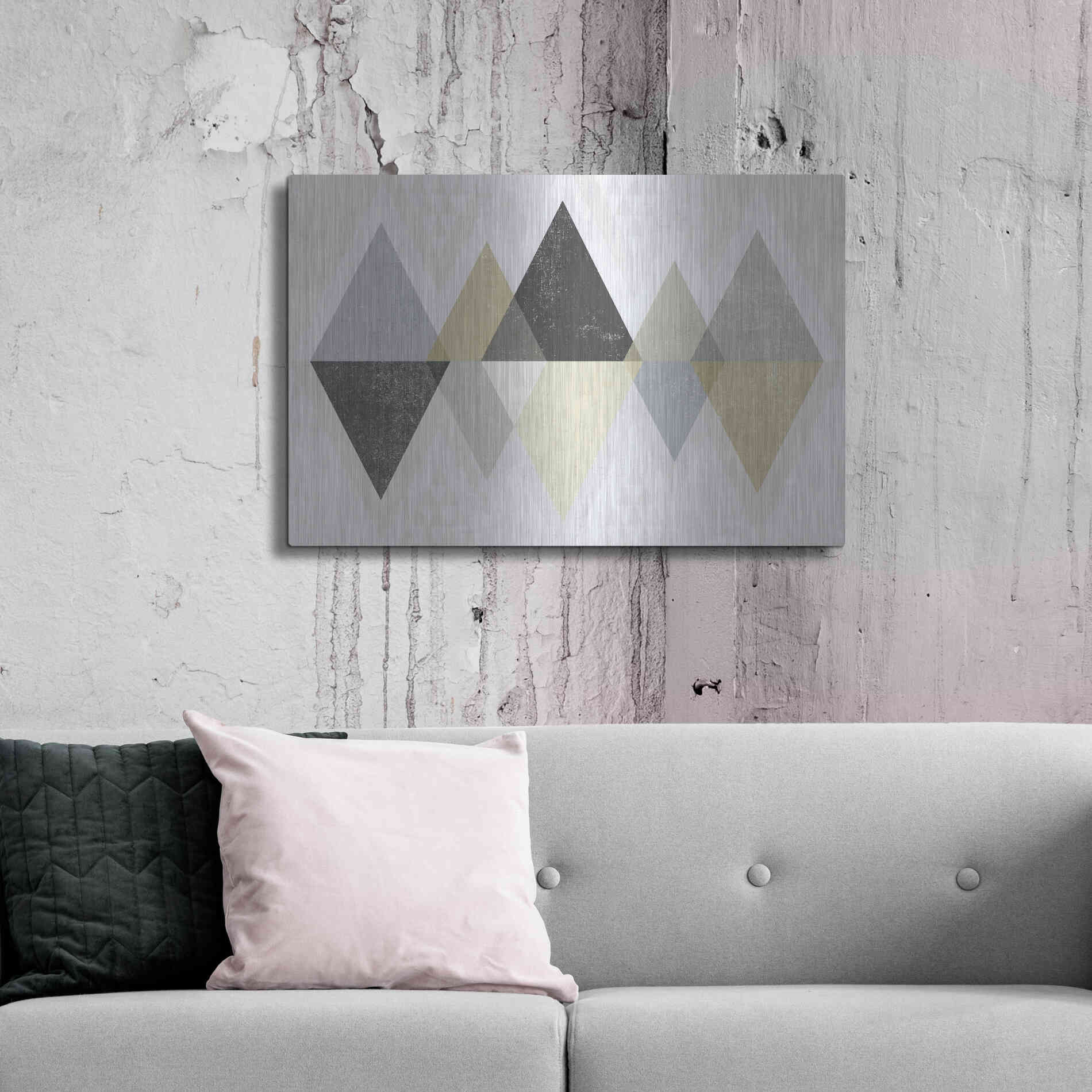 Luxe Metal Art 'Mod Triangles II Archroma' by Michael Mullan, Metal Wall Art,36x24