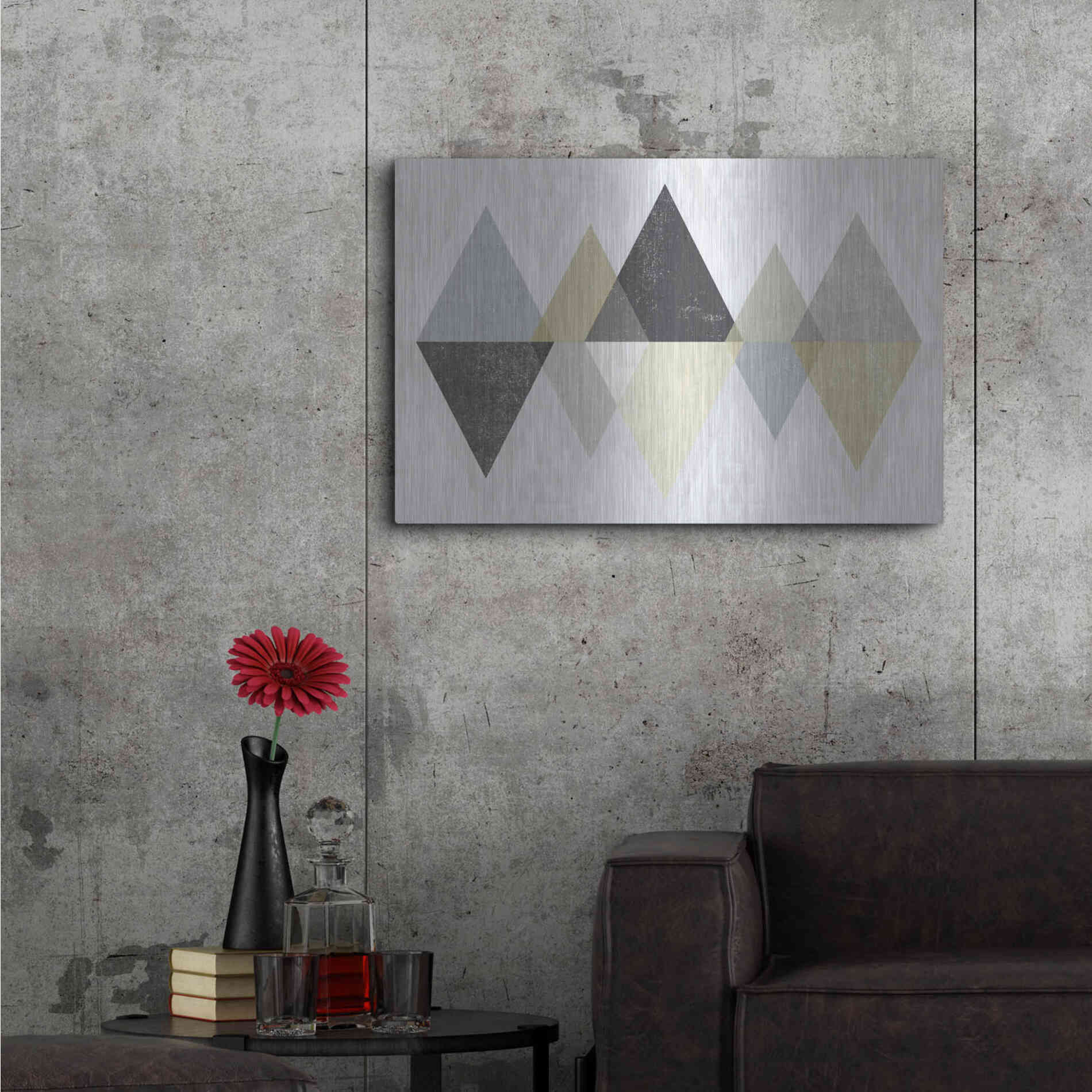 Luxe Metal Art 'Mod Triangles II Archroma' by Michael Mullan, Metal Wall Art,36x24