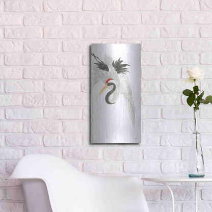 Luxe Metal Art 'Scroll Crane III' by Chris Paschke, Metal Wall Art,12x24