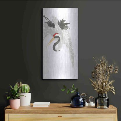 Luxe Metal Art 'Scroll Crane III' by Chris Paschke, Metal Wall Art,12x24