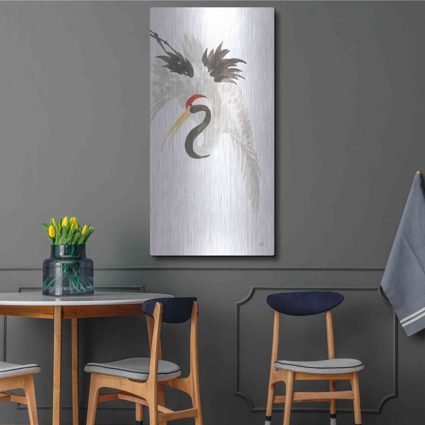 Luxe Metal Art 'Scroll Crane III' by Chris Paschke, Metal Wall Art,24x48