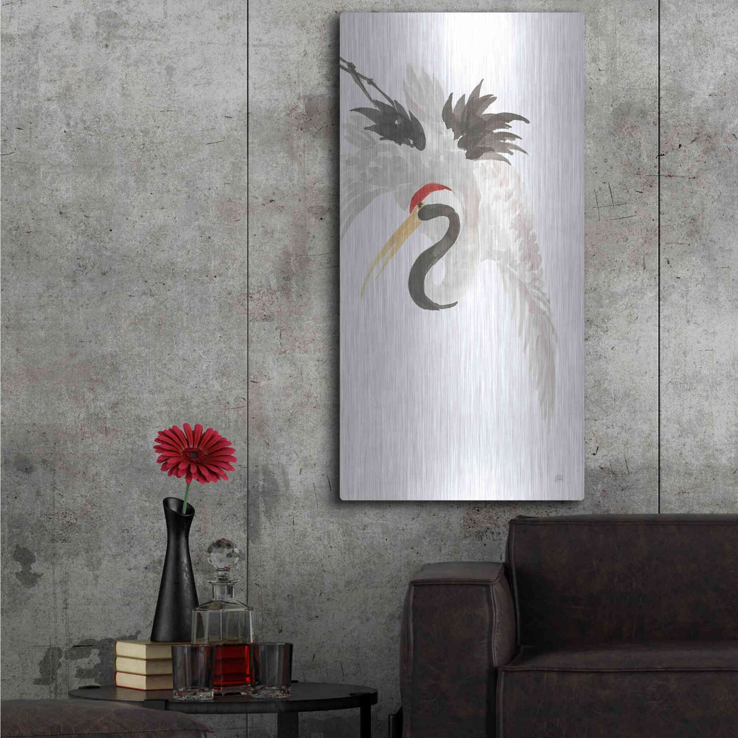 Luxe Metal Art 'Scroll Crane III' by Chris Paschke, Metal Wall Art,24x48