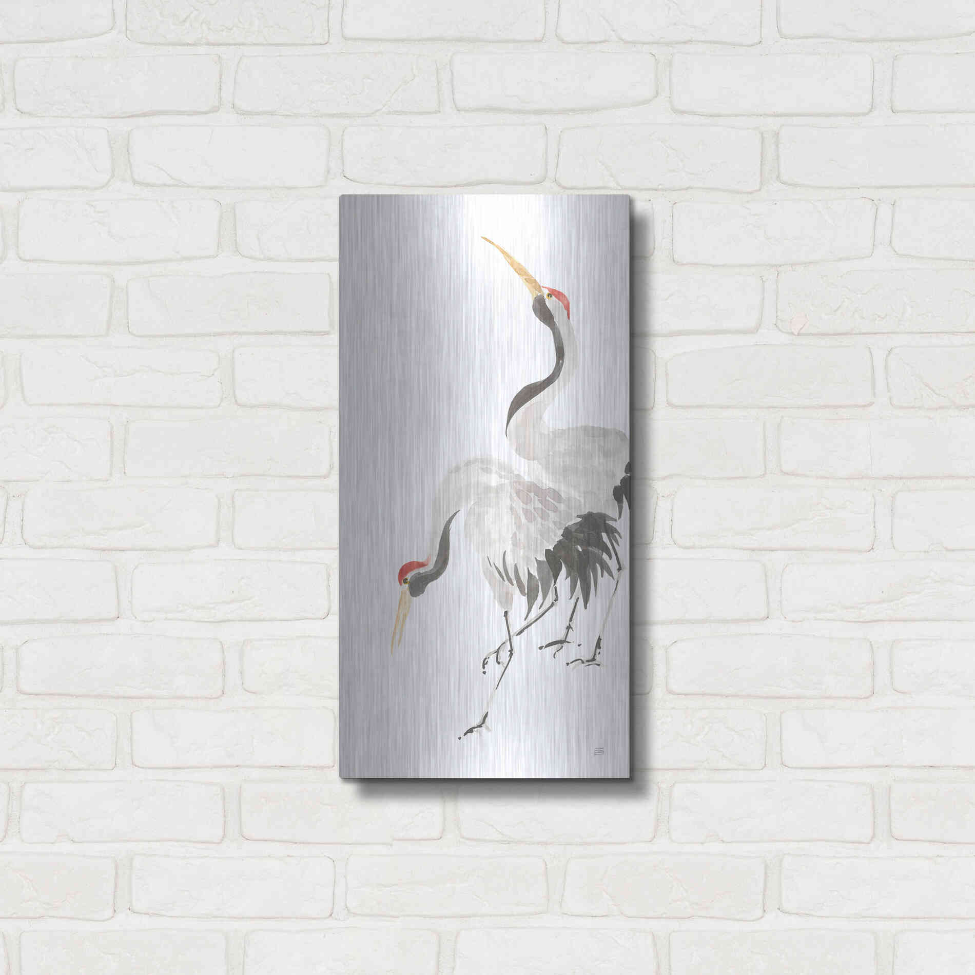 Luxe Metal Art 'Scroll Crane IV' by Chris Paschke, Metal Wall Art,12x24