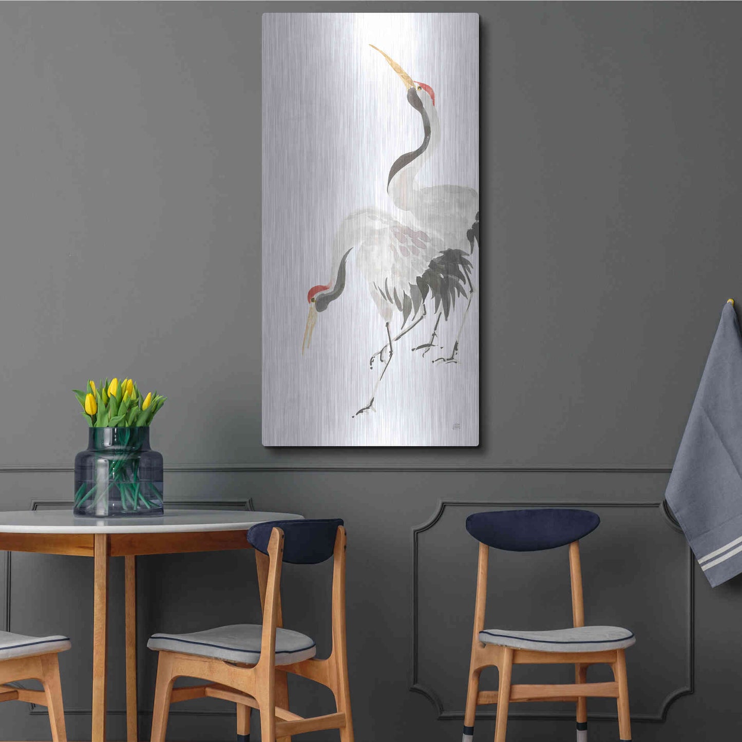 Luxe Metal Art 'Scroll Crane IV' by Chris Paschke, Metal Wall Art,24x48