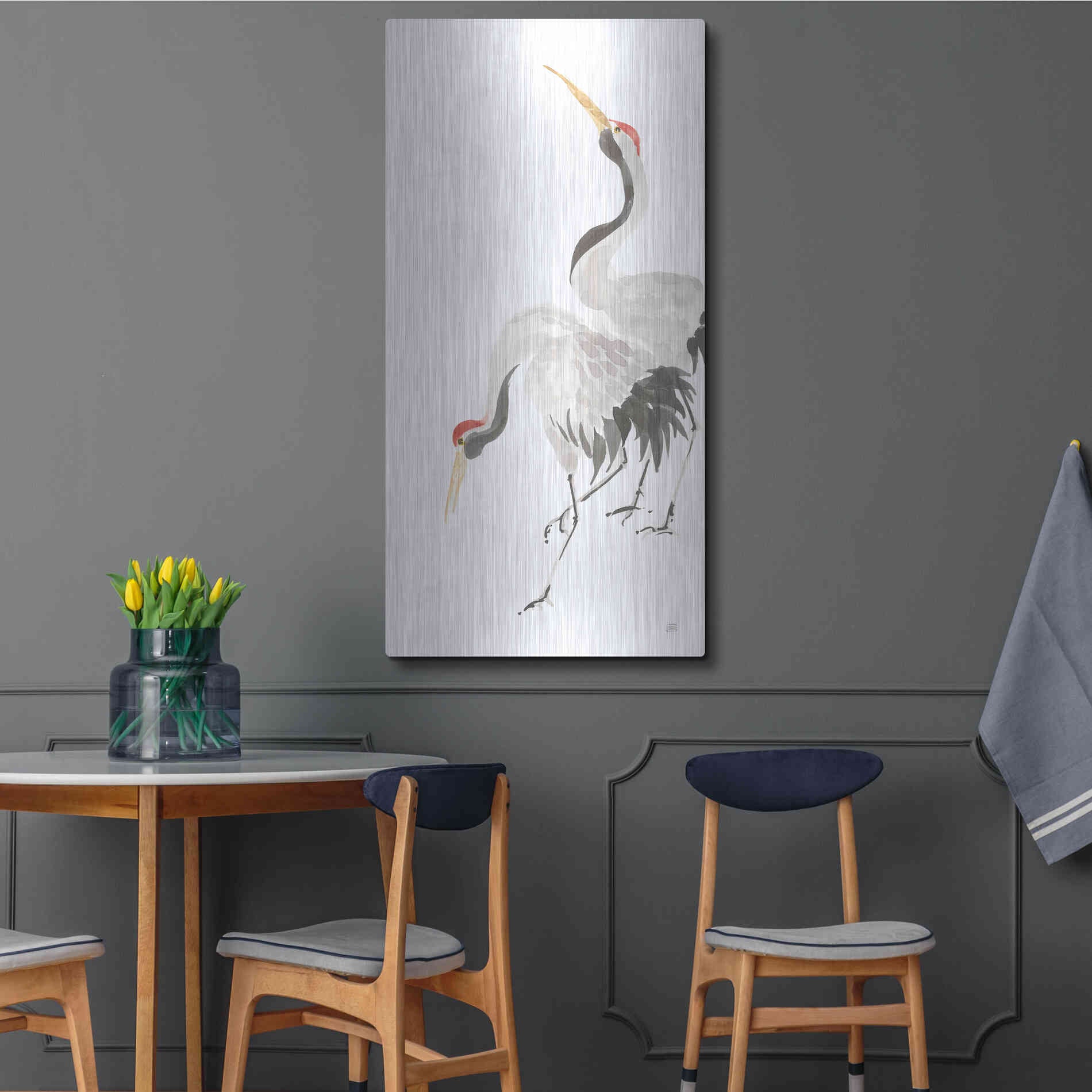 Luxe Metal Art 'Scroll Crane IV' by Chris Paschke, Metal Wall Art,24x48
