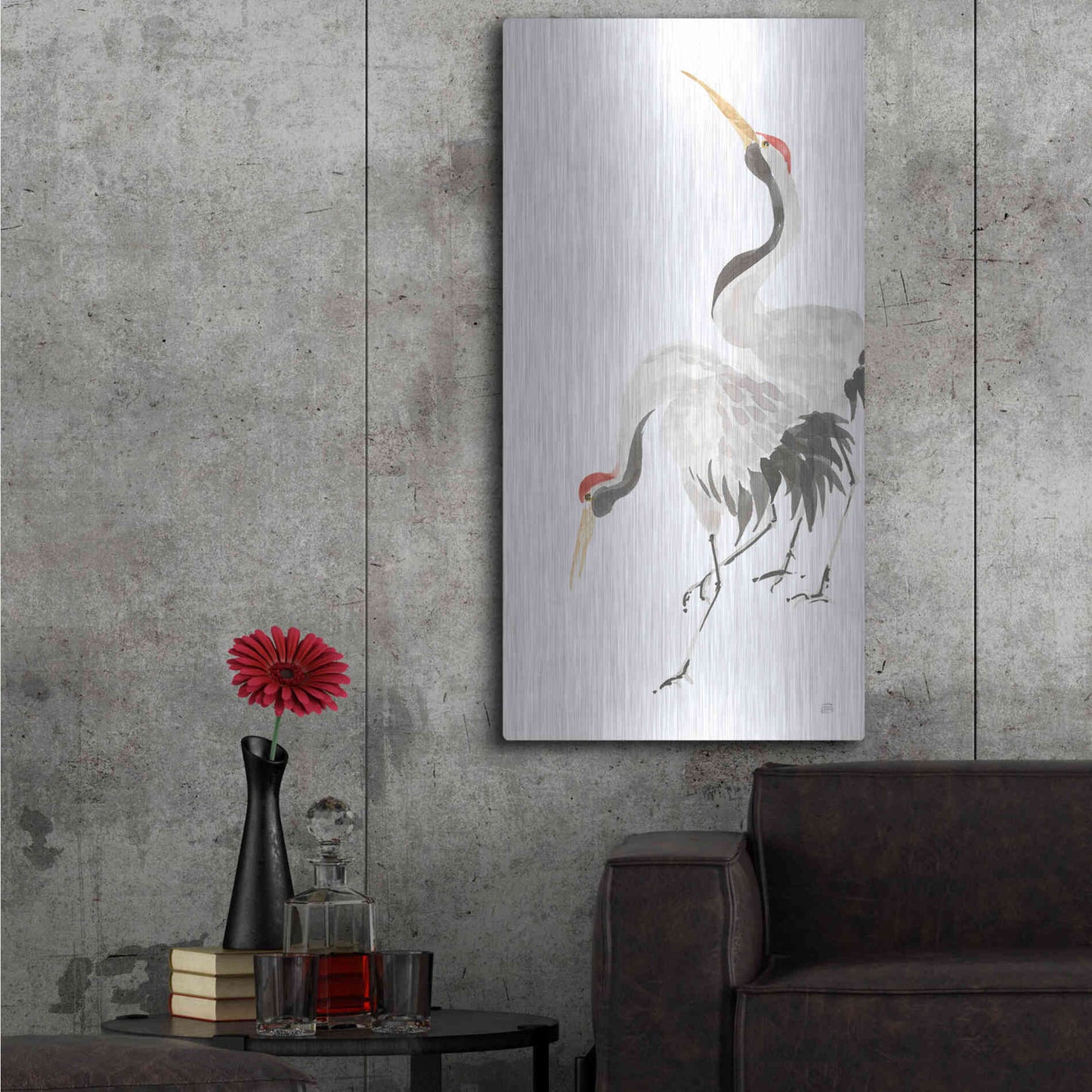 Luxe Metal Art 'Scroll Crane IV' by Chris Paschke, Metal Wall Art,24x48