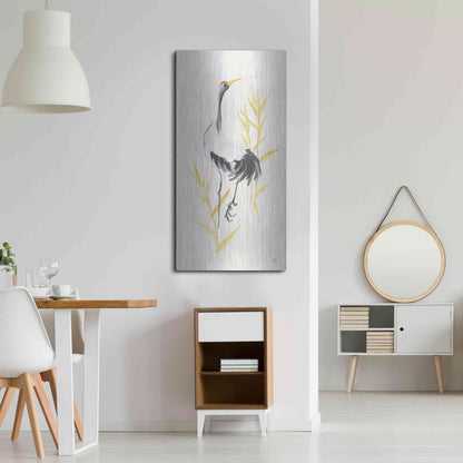 Luxe Metal Art 'Crane Reeds I' by Chris Paschke, Metal Wall Art,24x48