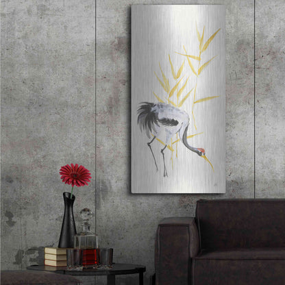Luxe Metal Art 'Crane Reeds II' by Chris Paschke, Metal Wall Art,24x48