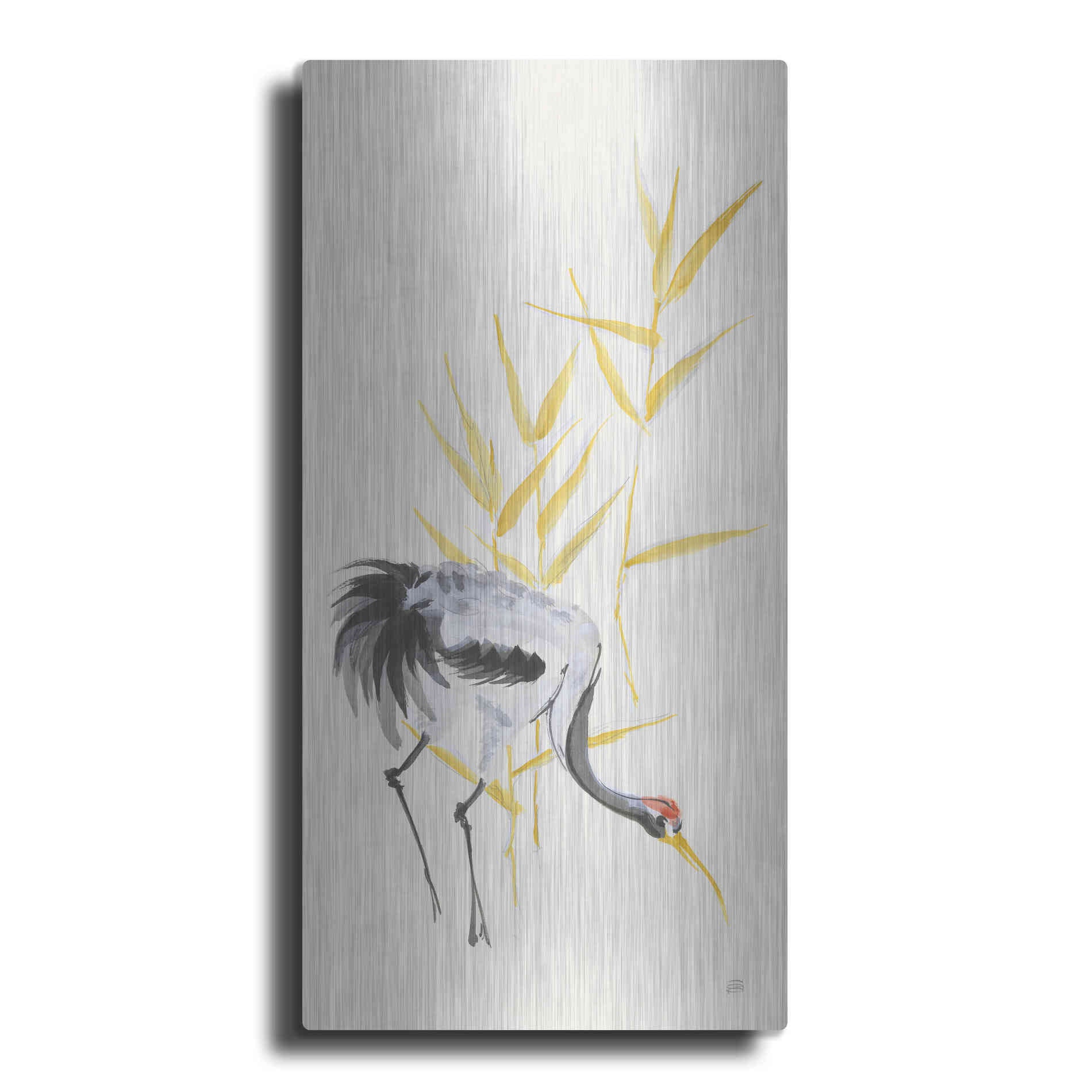 Luxe Metal Art 'Crane Reeds II' by Chris Paschke, Metal Wall Art,2:1 P