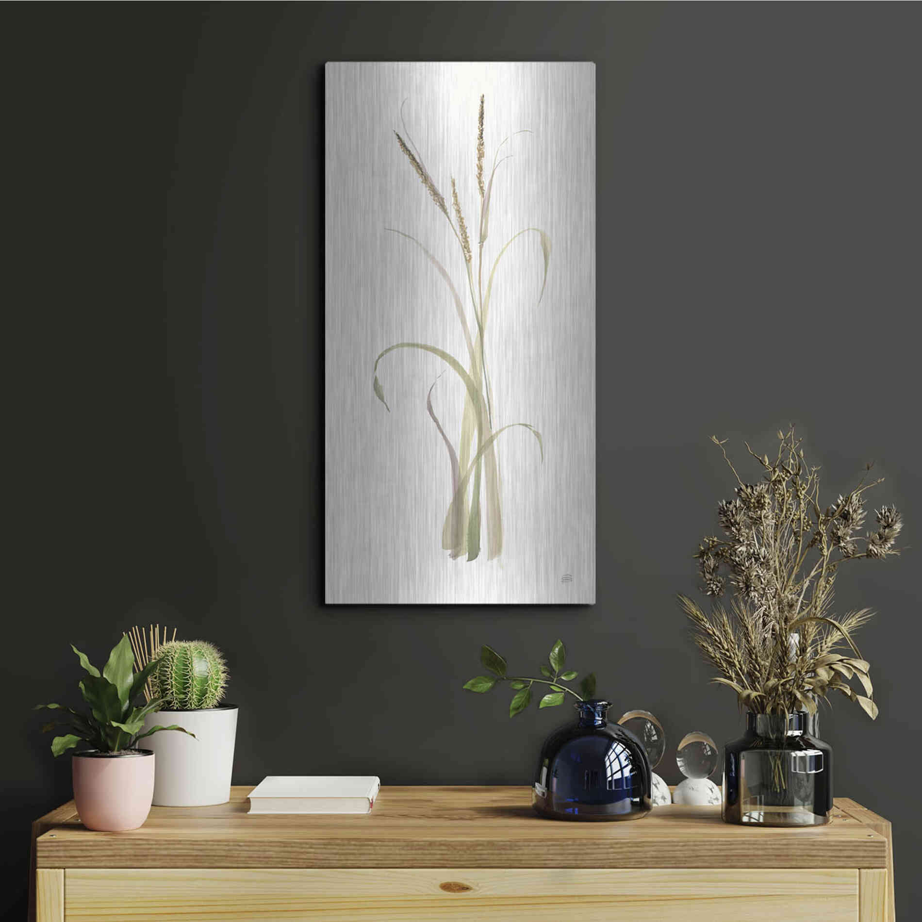 Luxe Metal Art 'Lyme Grass' by Chris Paschke, Metal Wall Art,12x24