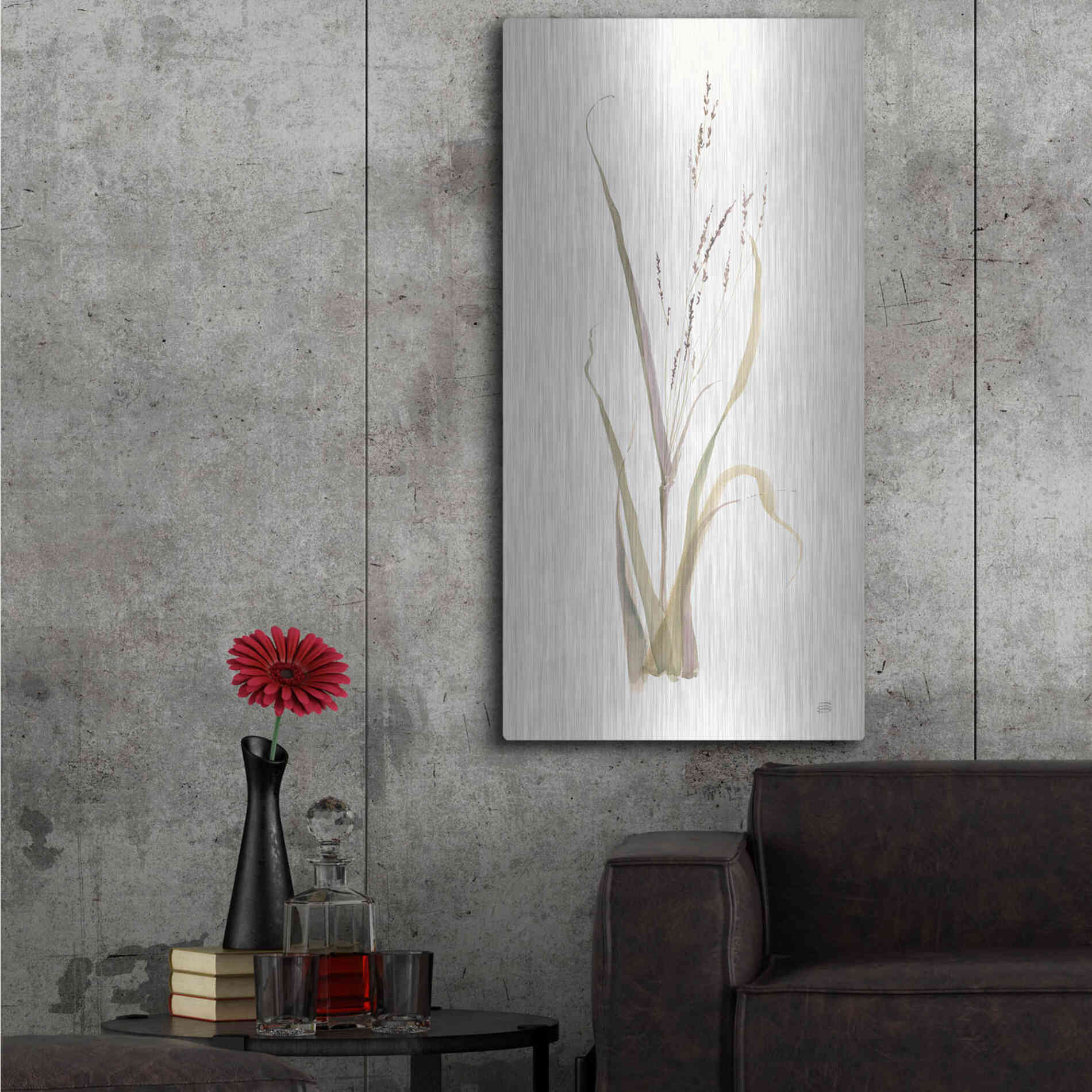 Luxe Metal Art 'Moor Grass' by Chris Paschke, Metal Wall Art,24x48