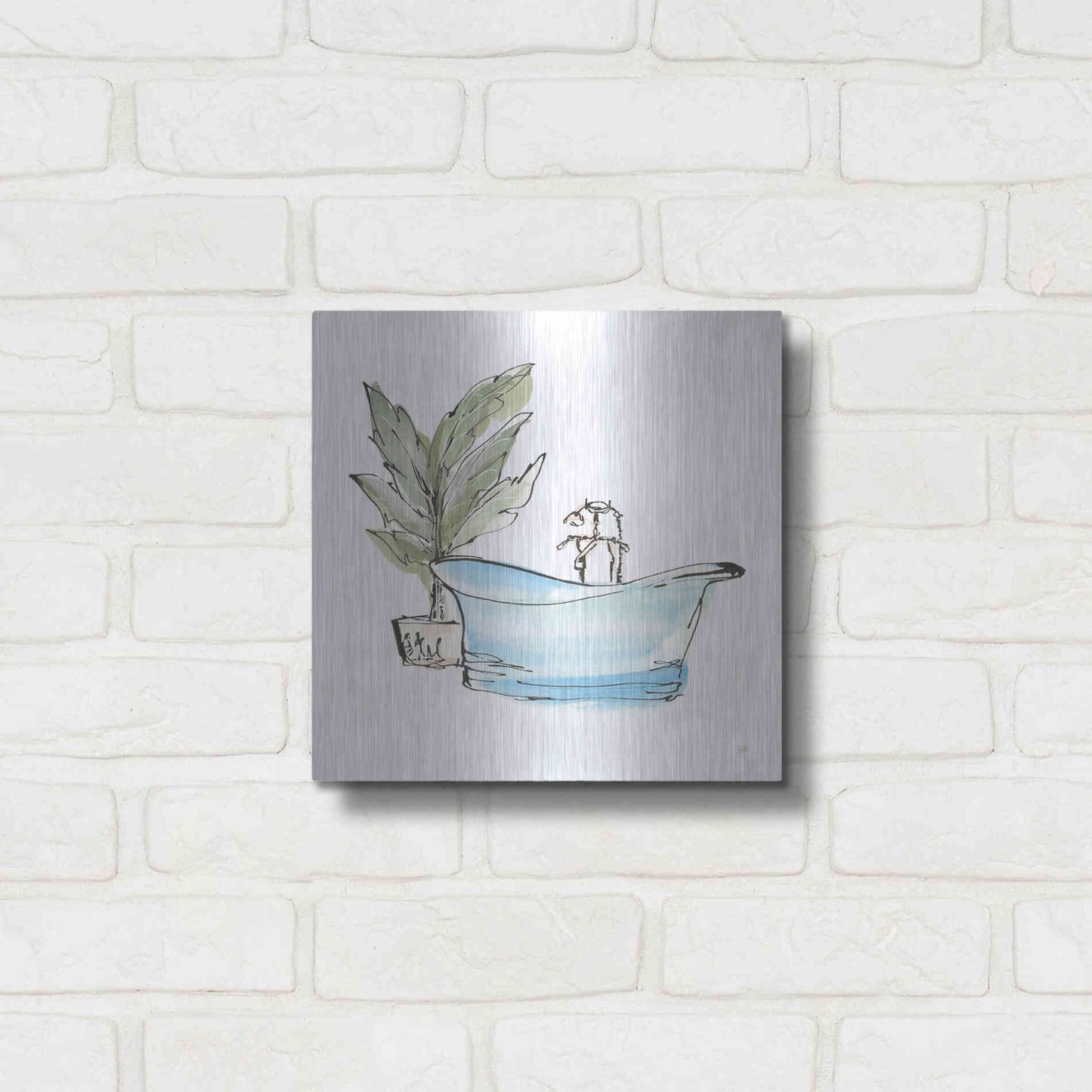 Luxe Metal Art 'Tub II' by Chris Paschke, Metal Wall Art,12x12