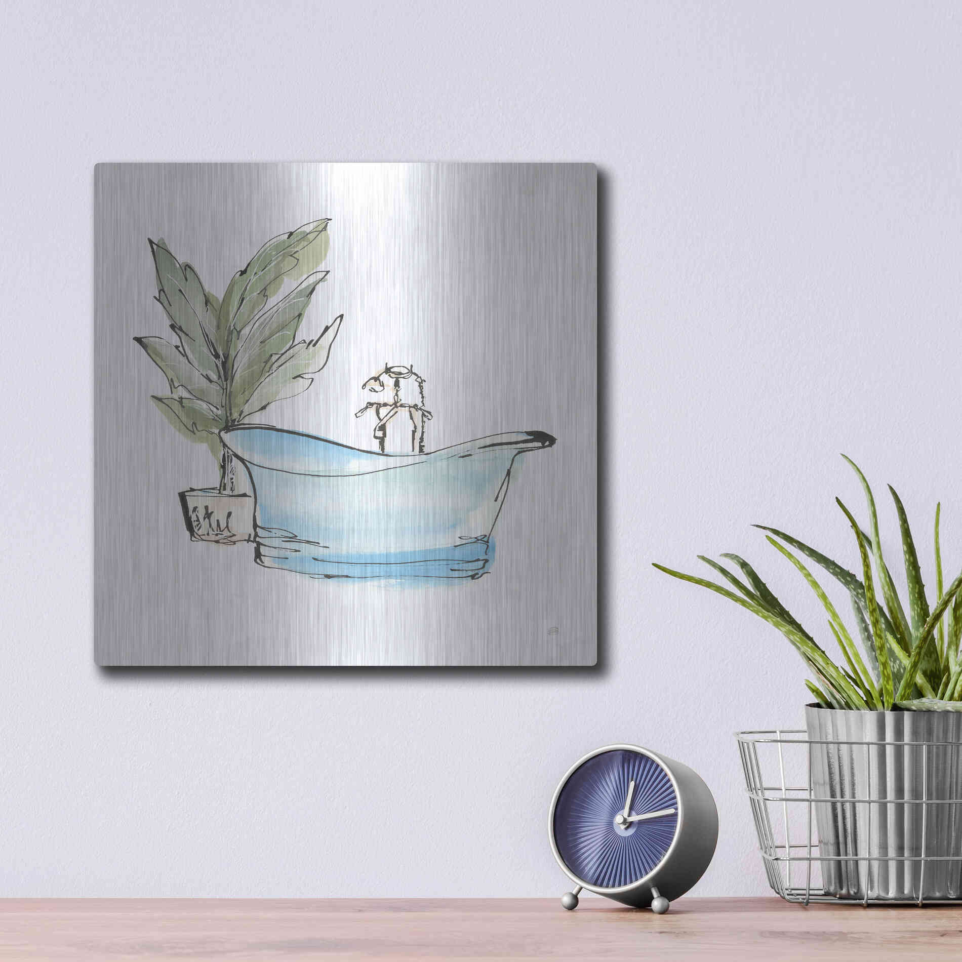 Luxe Metal Art 'Tub II' by Chris Paschke, Metal Wall Art,12x12