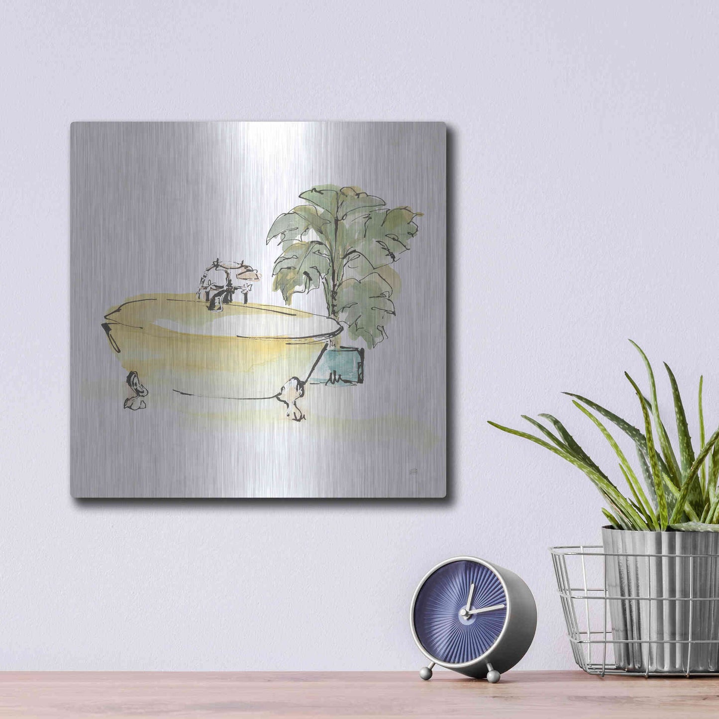 Luxe Metal Art 'Tub III' by Chris Paschke, Metal Wall Art,12x12