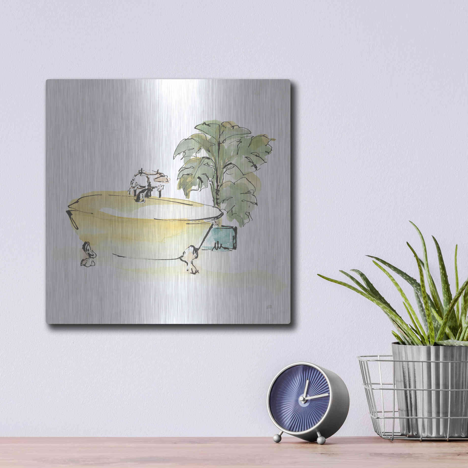 Luxe Metal Art 'Tub III' by Chris Paschke, Metal Wall Art,12x12