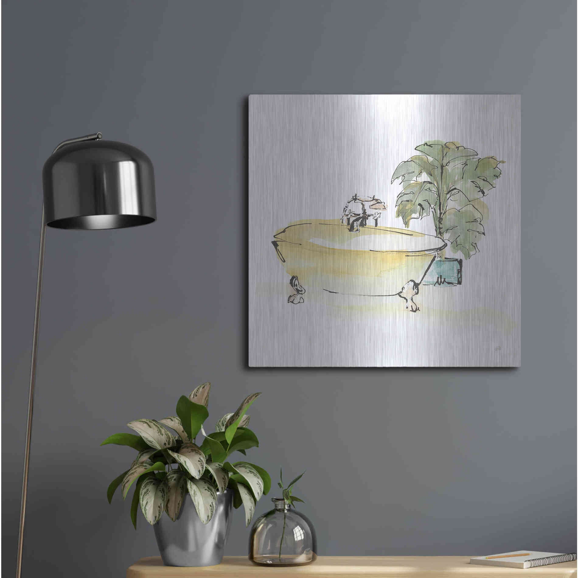 Luxe Metal Art 'Tub III' by Chris Paschke, Metal Wall Art,24x24