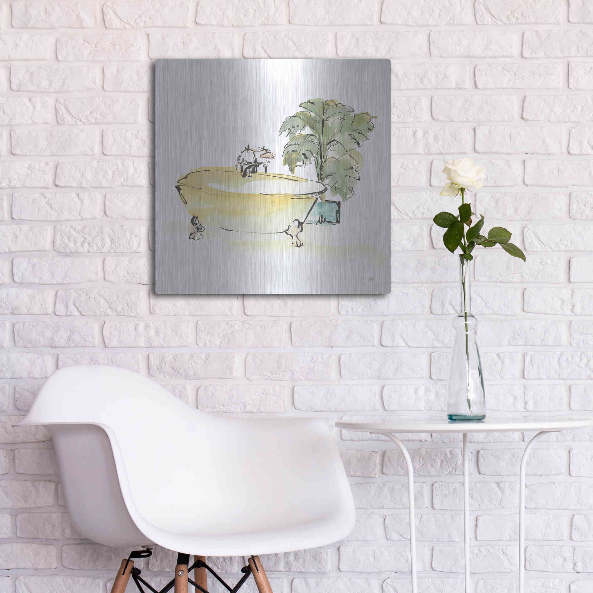 Luxe Metal Art 'Tub III' by Chris Paschke, Metal Wall Art,24x24