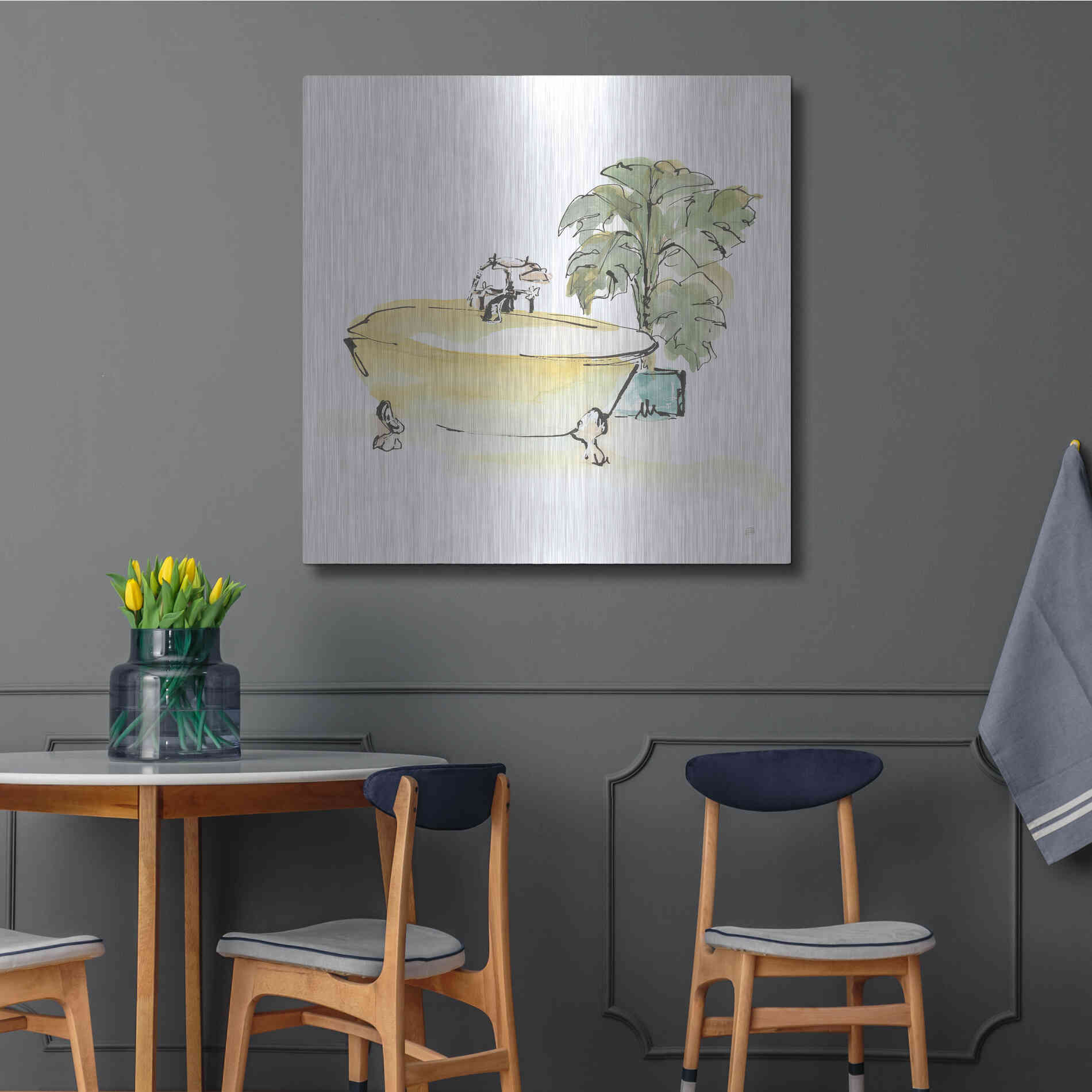 Luxe Metal Art 'Tub III' by Chris Paschke, Metal Wall Art,36x36