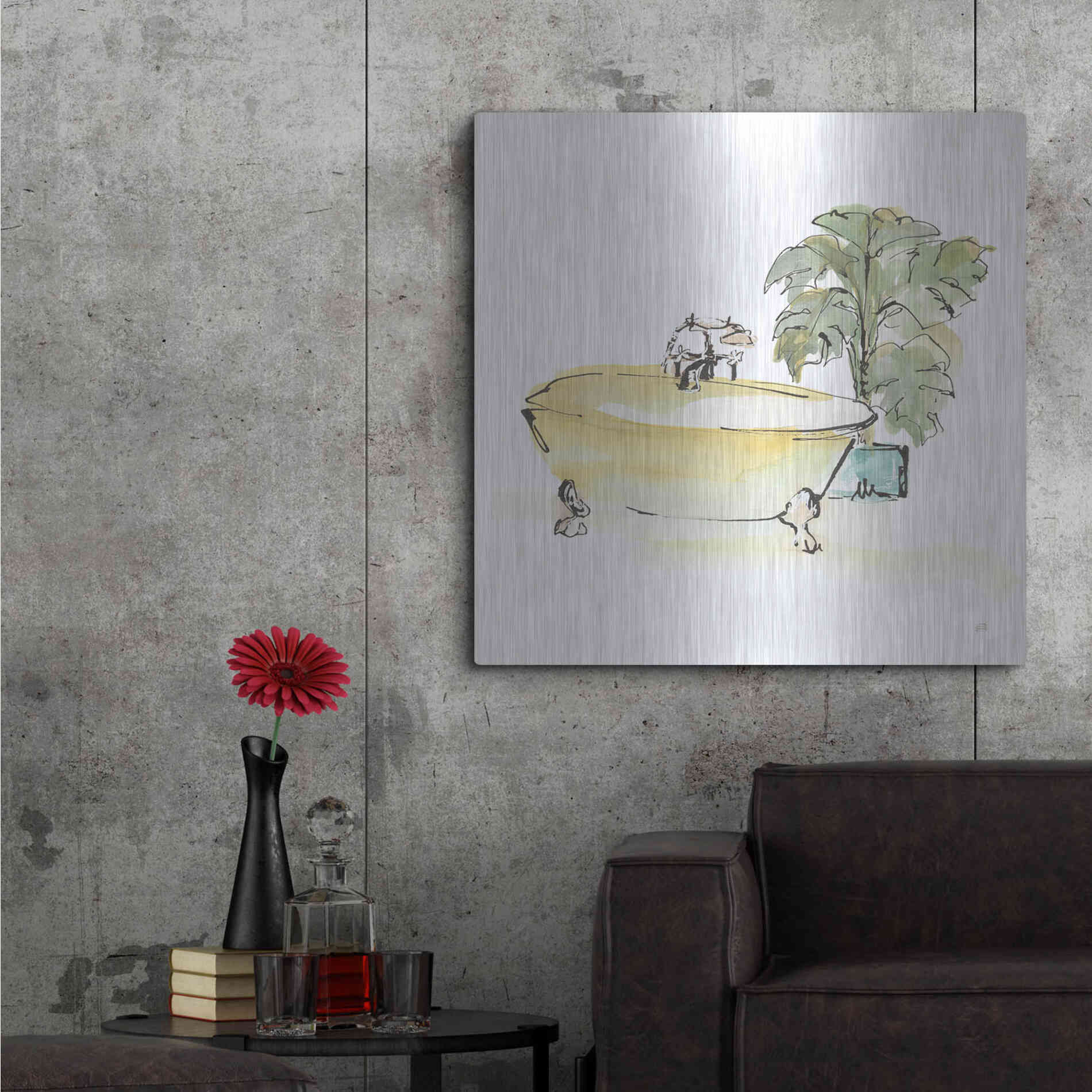 Luxe Metal Art 'Tub III' by Chris Paschke, Metal Wall Art,36x36