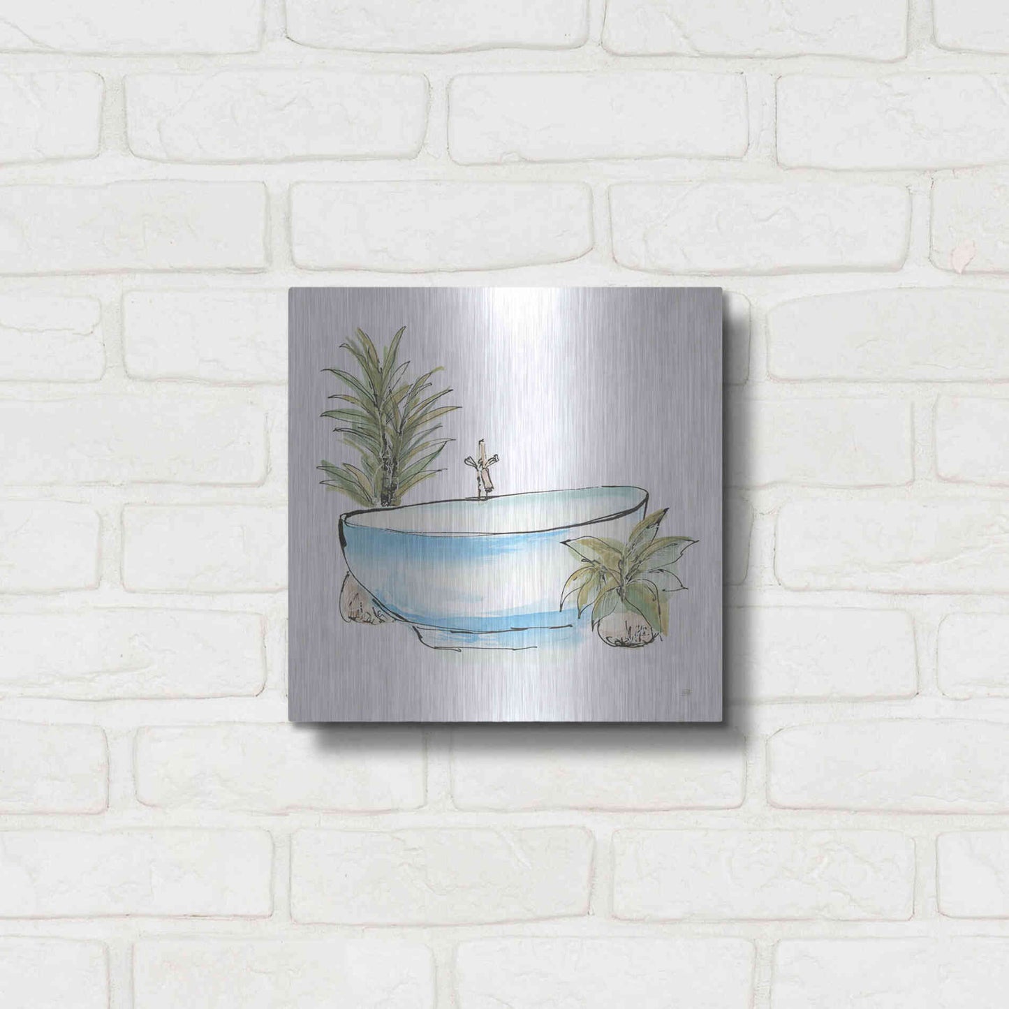 Luxe Metal Art 'Tub IV' by Chris Paschke, Metal Wall Art,12x12