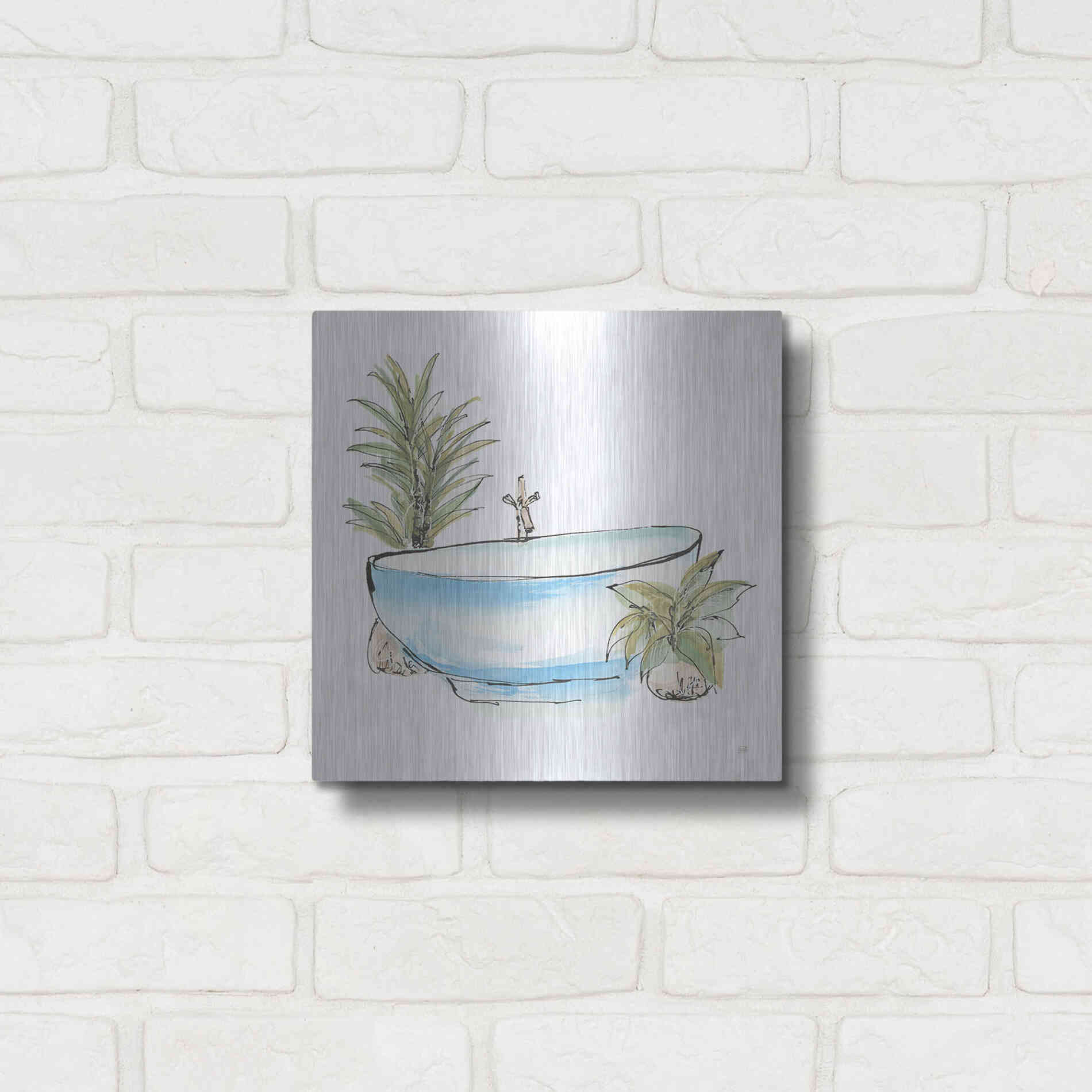 Luxe Metal Art 'Tub IV' by Chris Paschke, Metal Wall Art,12x12