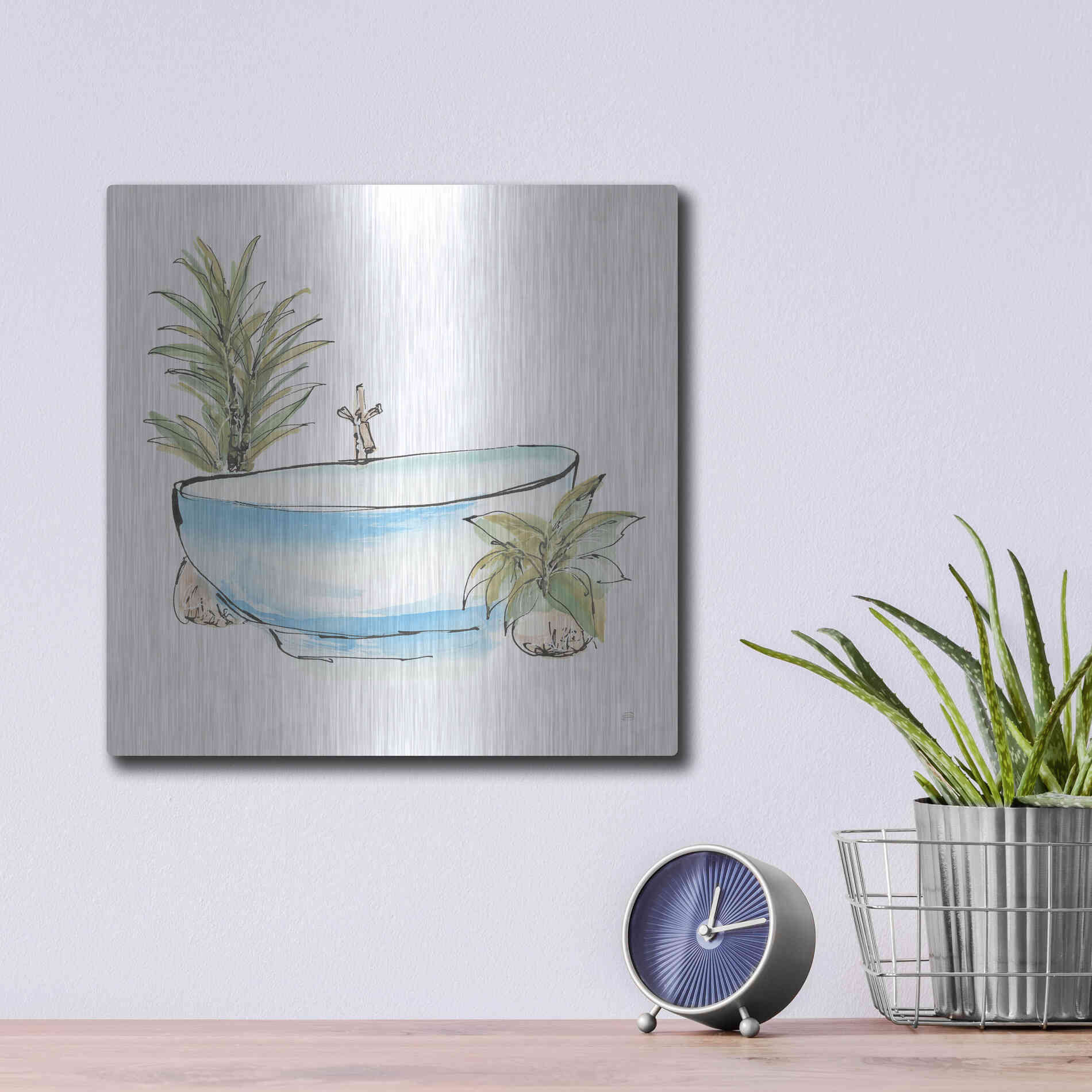 Luxe Metal Art 'Tub IV' by Chris Paschke, Metal Wall Art,12x12