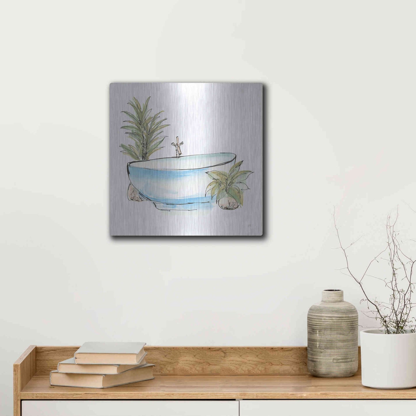 Luxe Metal Art 'Tub IV' by Chris Paschke, Metal Wall Art,12x12