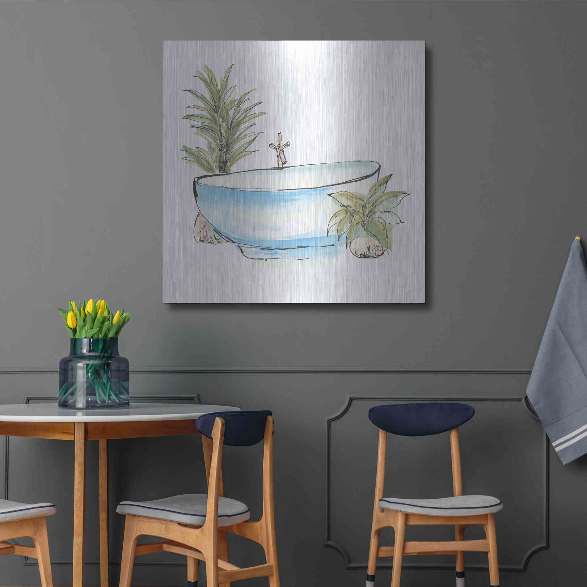 Luxe Metal Art 'Tub IV' by Chris Paschke, Metal Wall Art,36x36