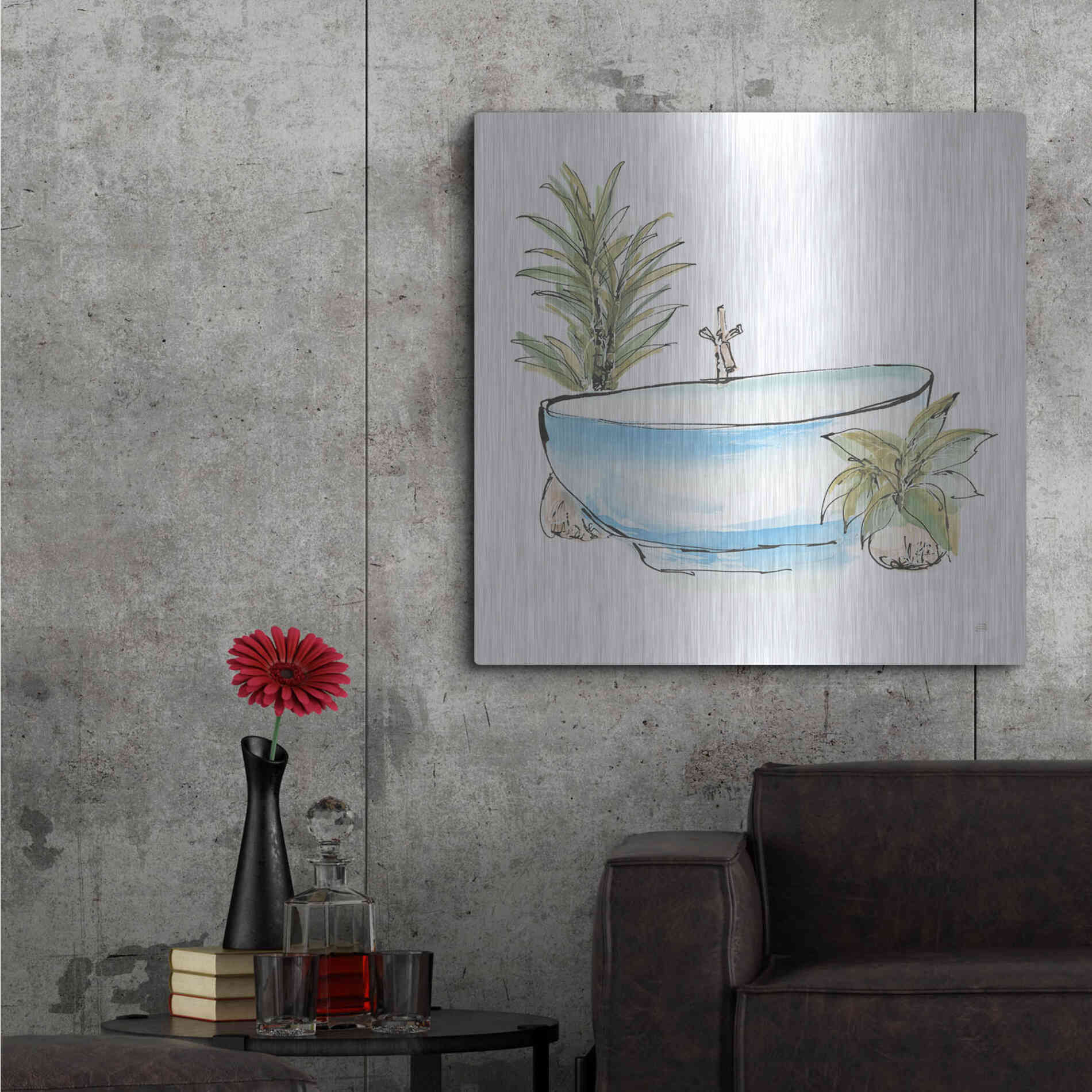 Luxe Metal Art 'Tub IV' by Chris Paschke, Metal Wall Art,36x36