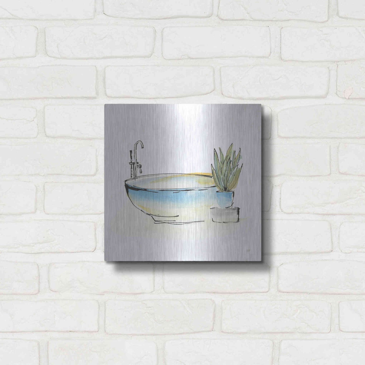 Luxe Metal Art 'Tub VII' by Chris Paschke, Metal Wall Art,12x12