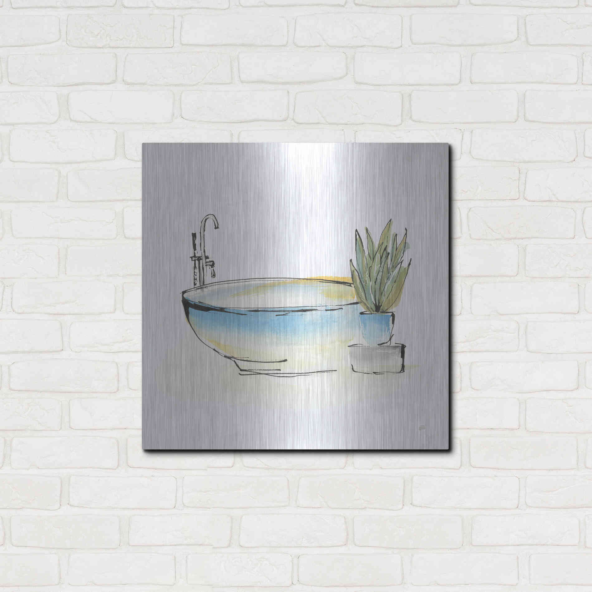 Luxe Metal Art 'Tub VII' by Chris Paschke, Metal Wall Art,24x24