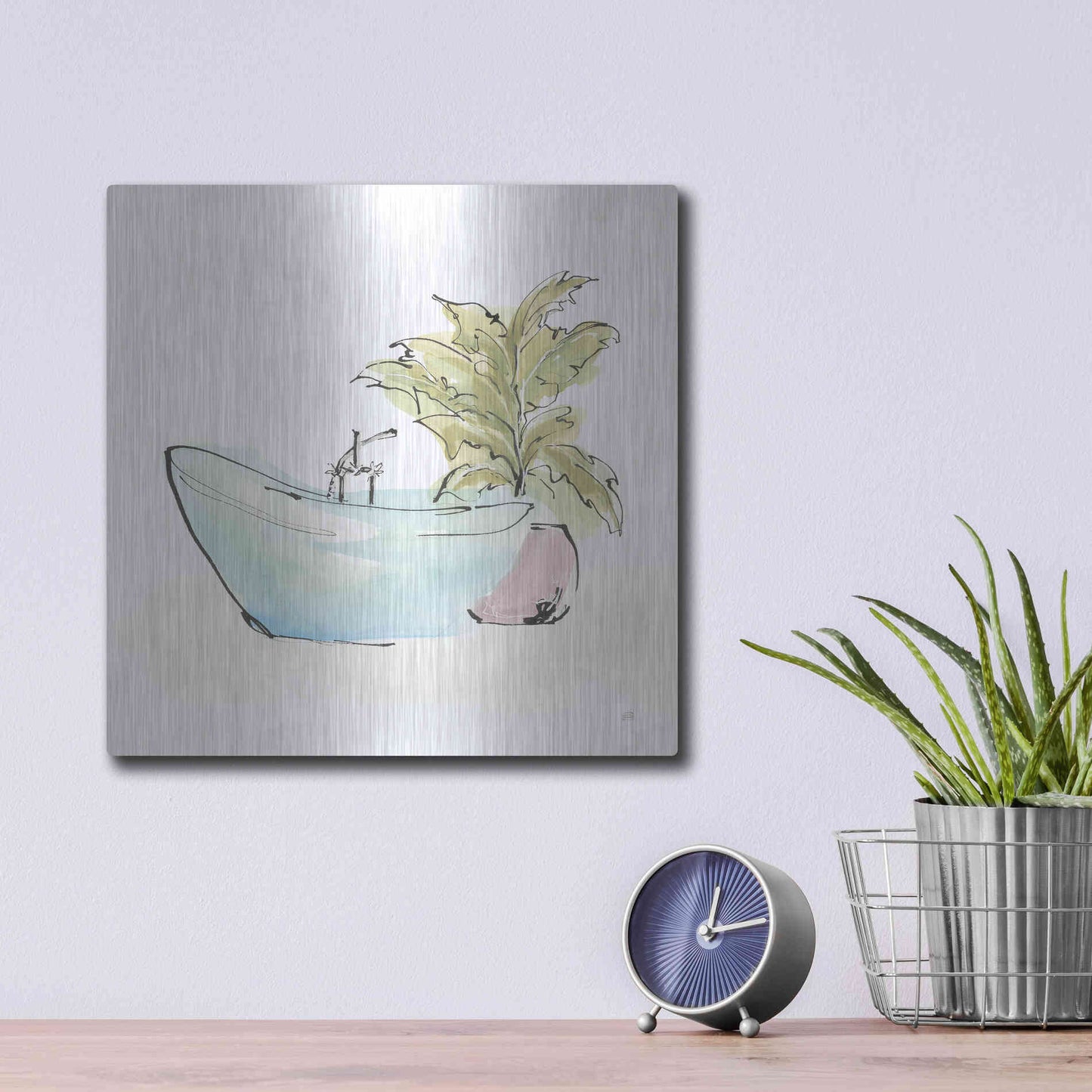 Luxe Metal Art 'Tub VIII' by Chris Paschke, Metal Wall Art,12x12