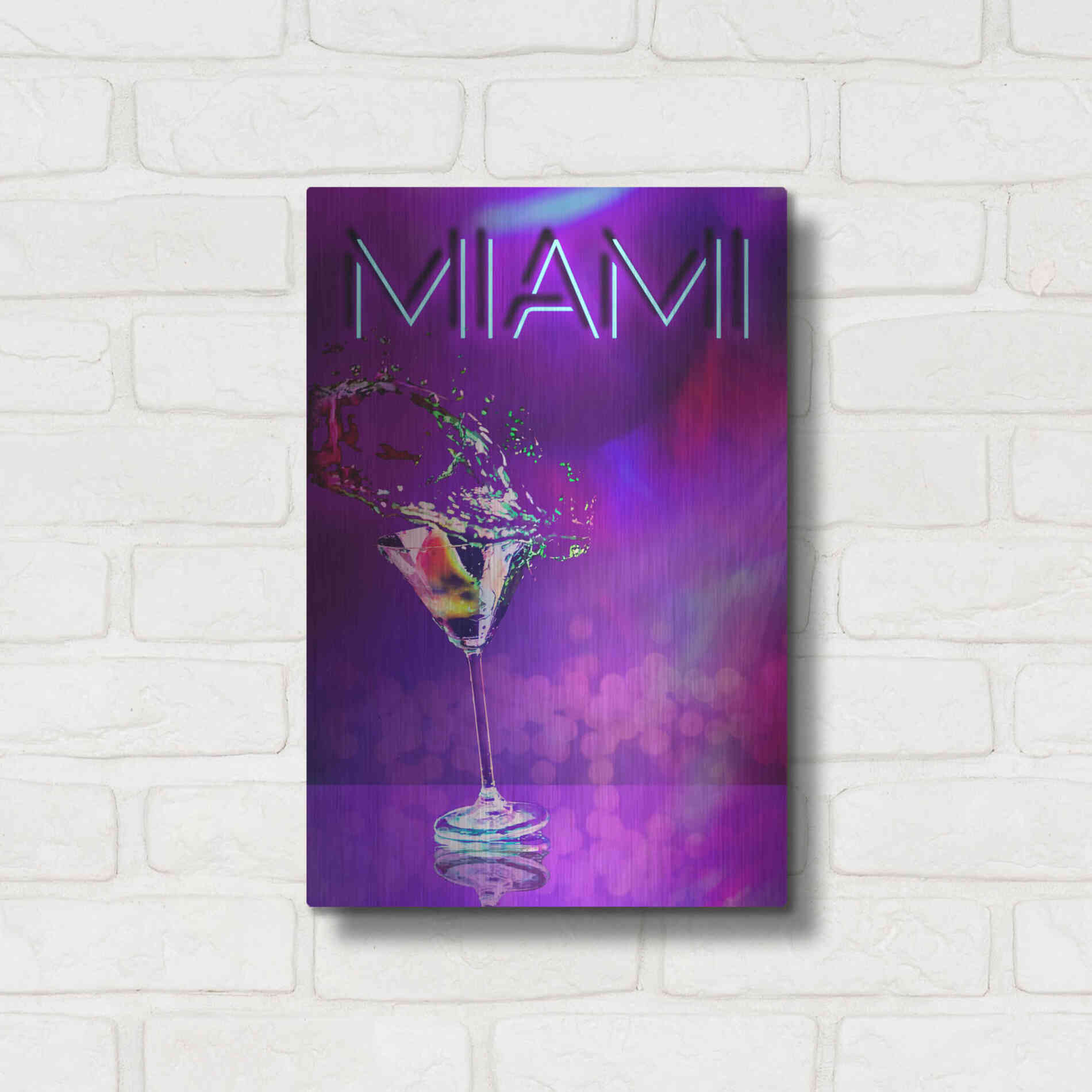 Luxe Metal Art 'Miami Party Night' by Andrea Haase, Metal Wall At,12x16