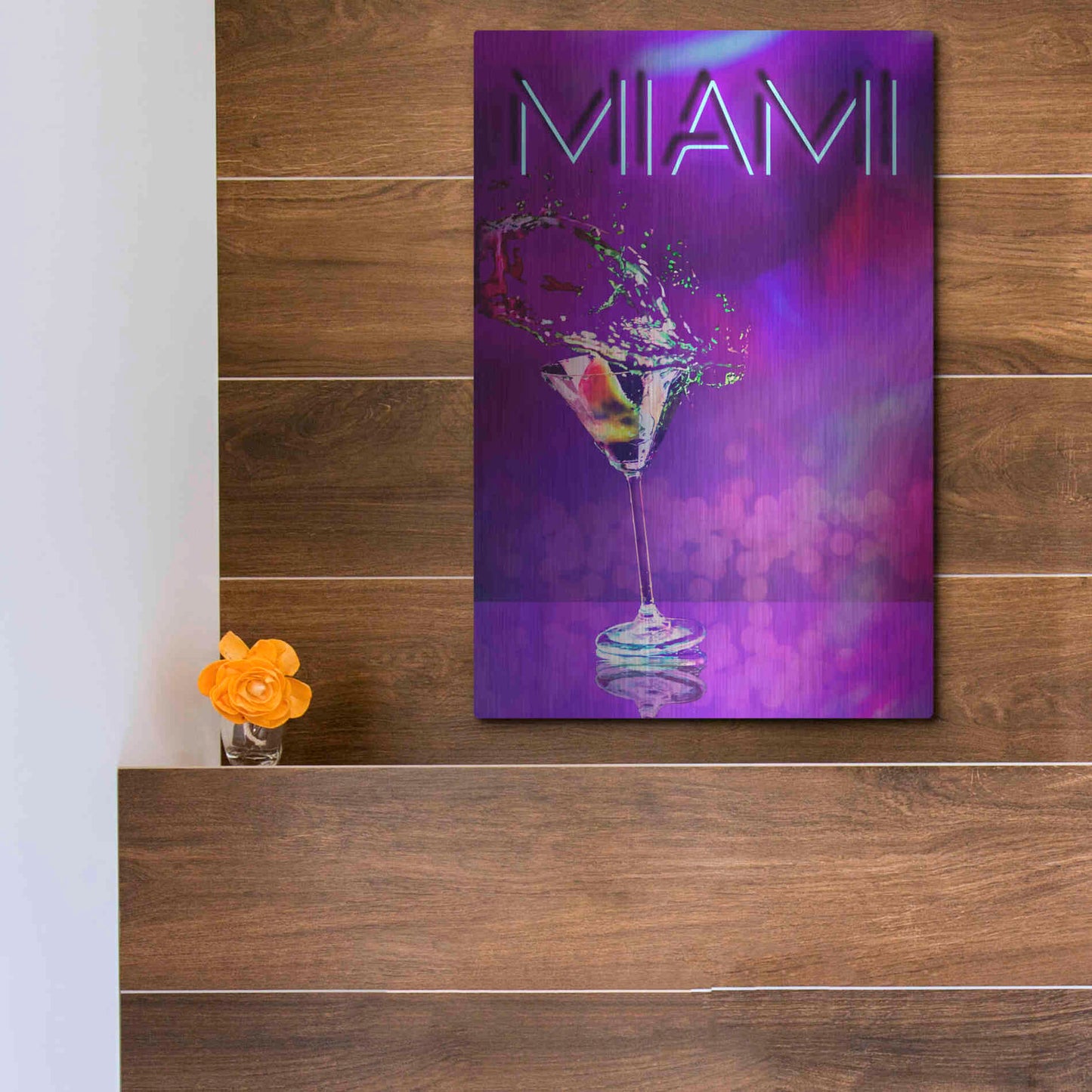 Luxe Metal Art 'Miami Party Night' by Andrea Haase, Metal Wall At,12x16