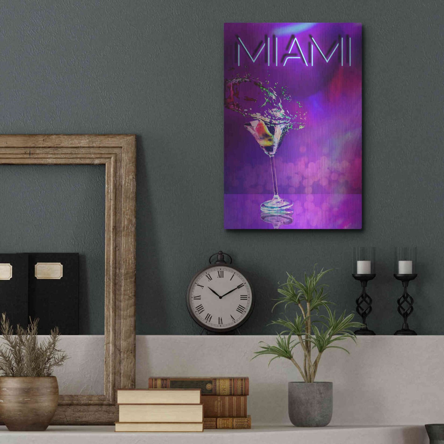 Luxe Metal Art 'Miami Party Night' by Andrea Haase, Metal Wall At,12x16