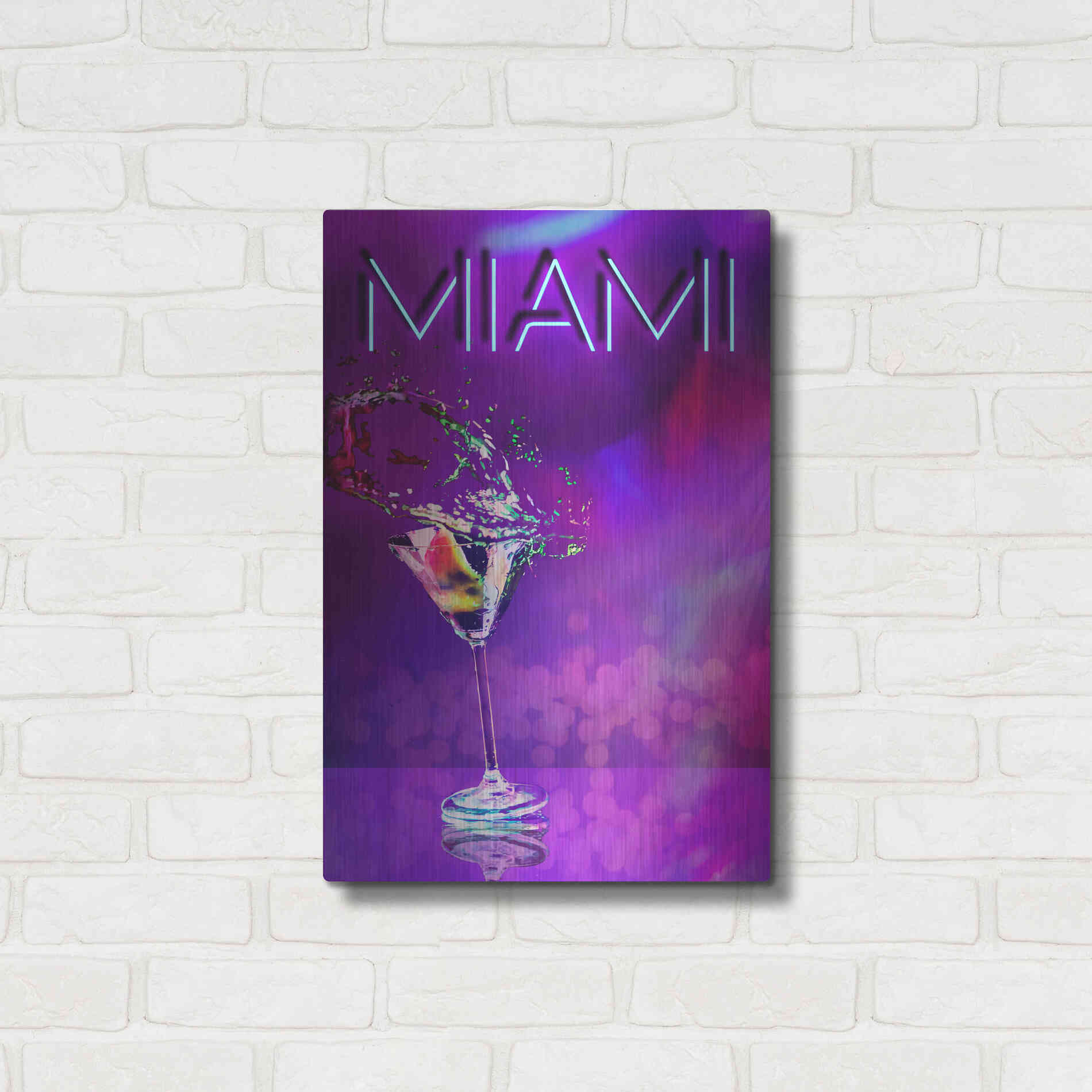 Luxe Metal Art 'Miami Party Night' by Andrea Haase, Metal Wall At,16x24