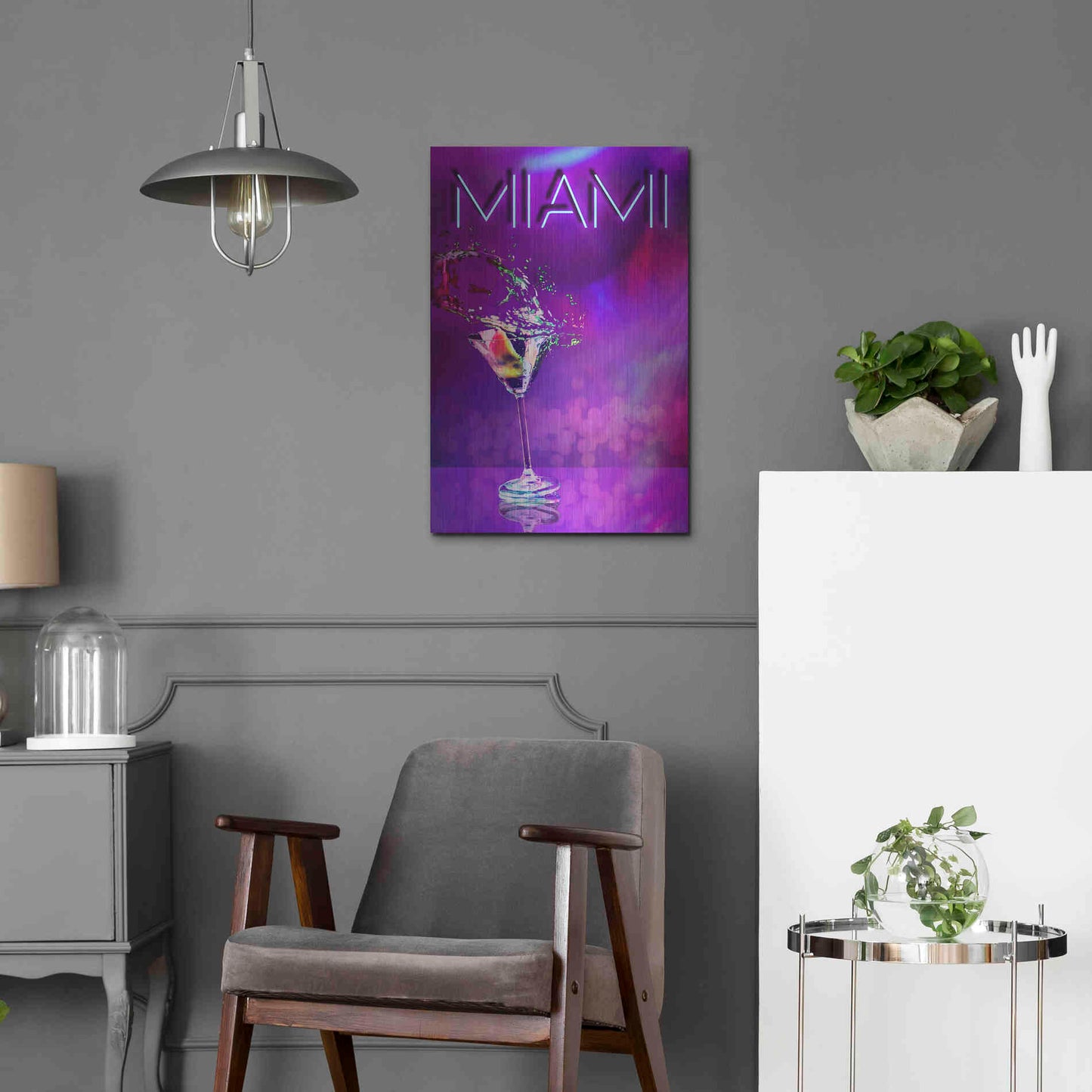 Luxe Metal Art 'Miami Party Night' by Andrea Haase, Metal Wall At,16x24