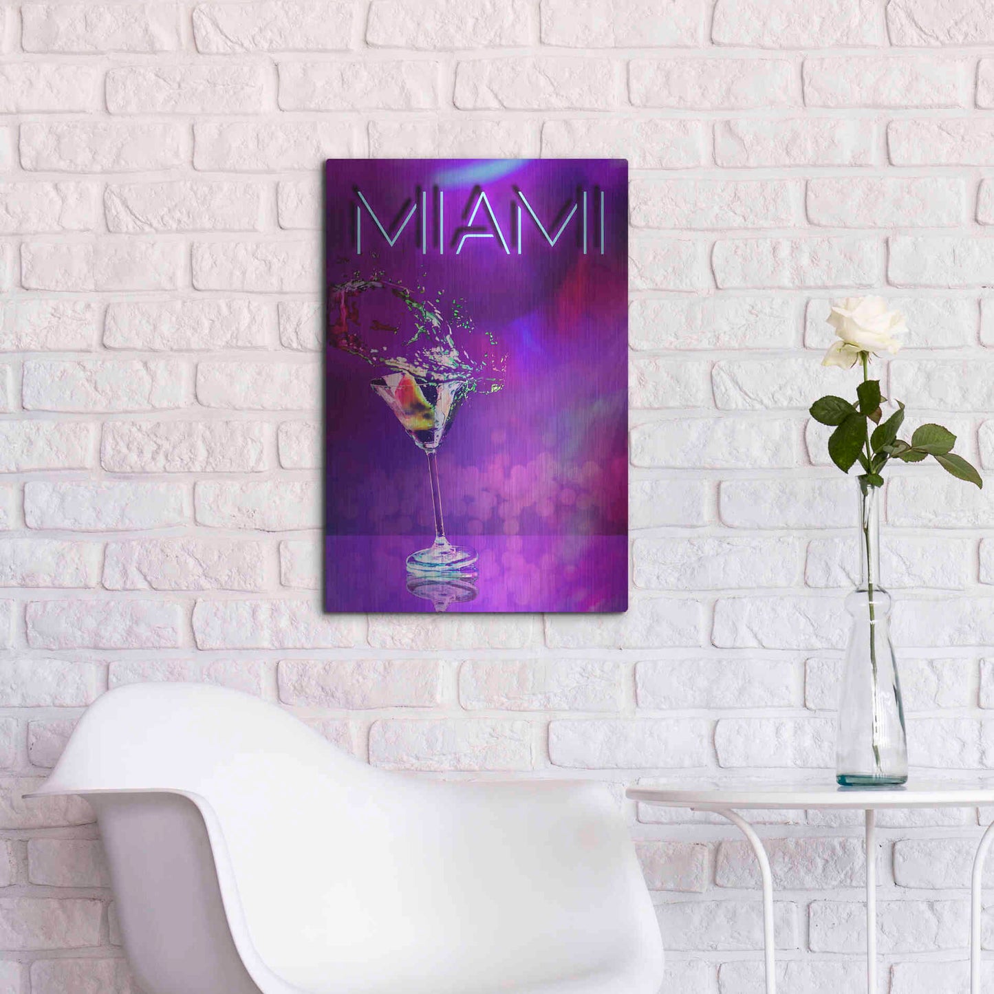 Luxe Metal Art 'Miami Party Night' by Andrea Haase, Metal Wall At,16x24