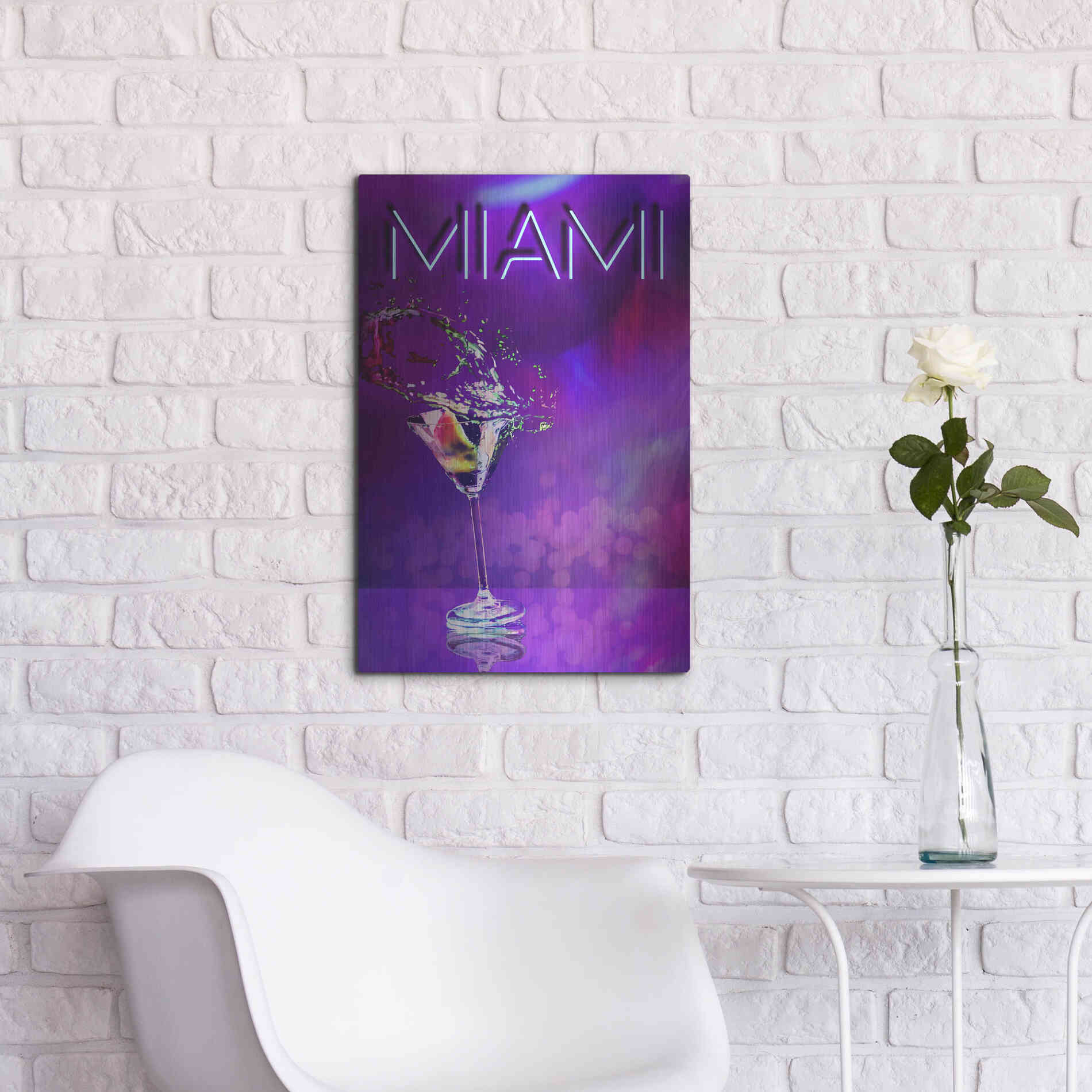 Luxe Metal Art 'Miami Party Night' by Andrea Haase, Metal Wall At,16x24