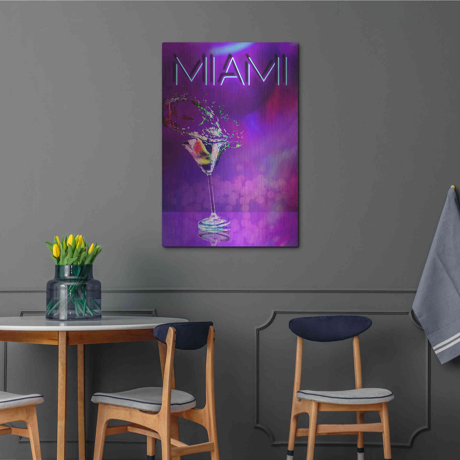 Luxe Metal Art 'Miami Party Night' by Andrea Haase, Metal Wall At,24x36