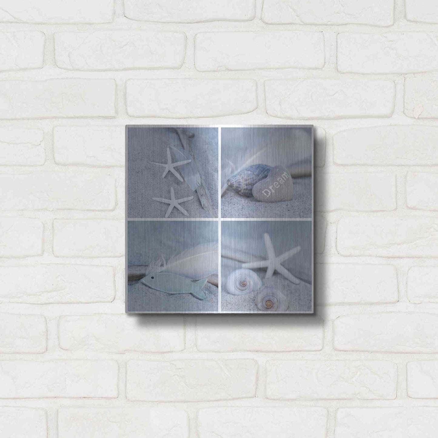 Luxe Metal Art 'Summer Beach Still Life Collage II' by Andrea Haase, Metal Wall At,12x12