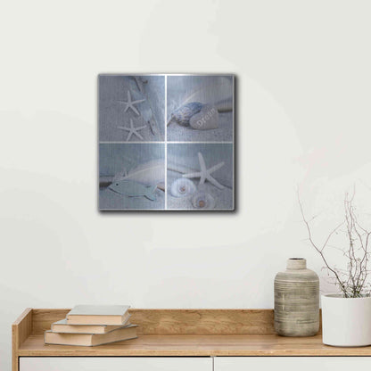 Luxe Metal Art 'Summer Beach Still Life Collage II' by Andrea Haase, Metal Wall At,12x12