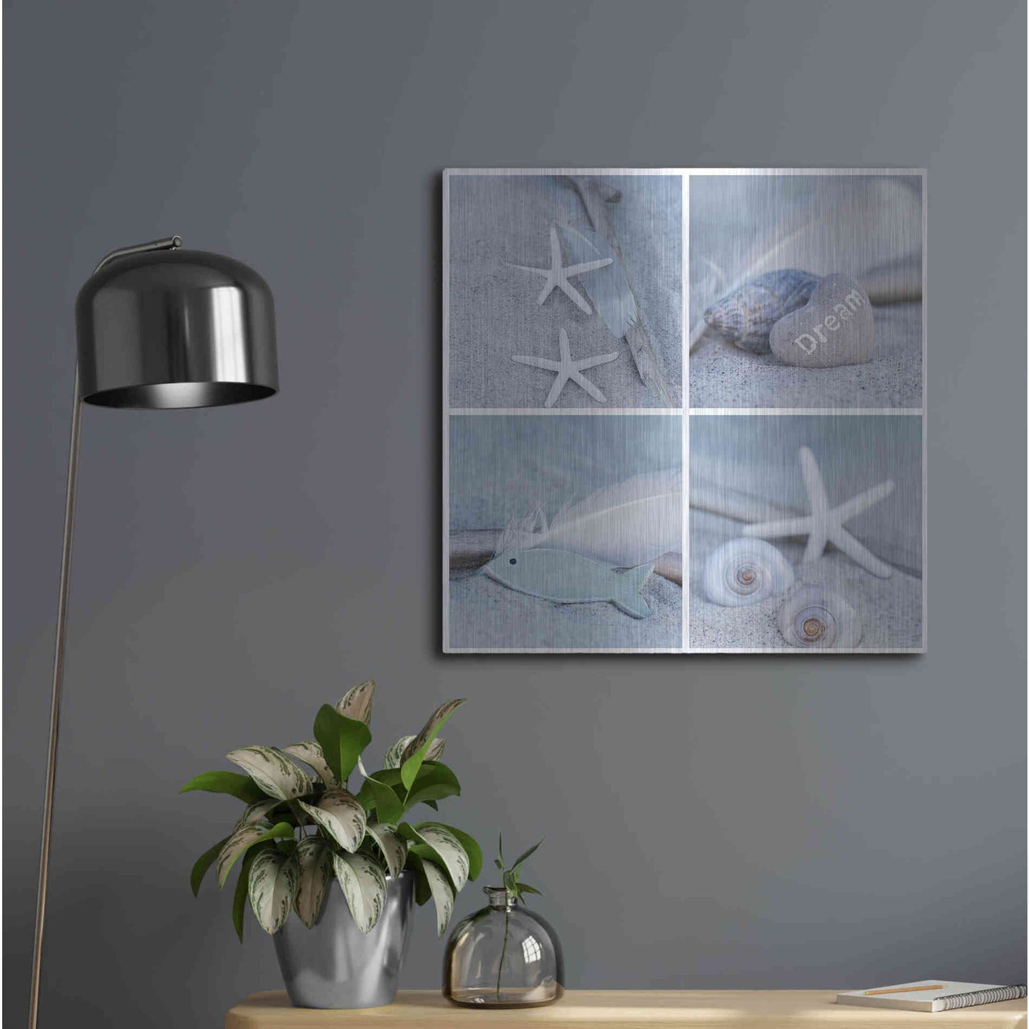 Luxe Metal Art 'Summer Beach Still Life Collage II' by Andrea Haase, Metal Wall At,24x24