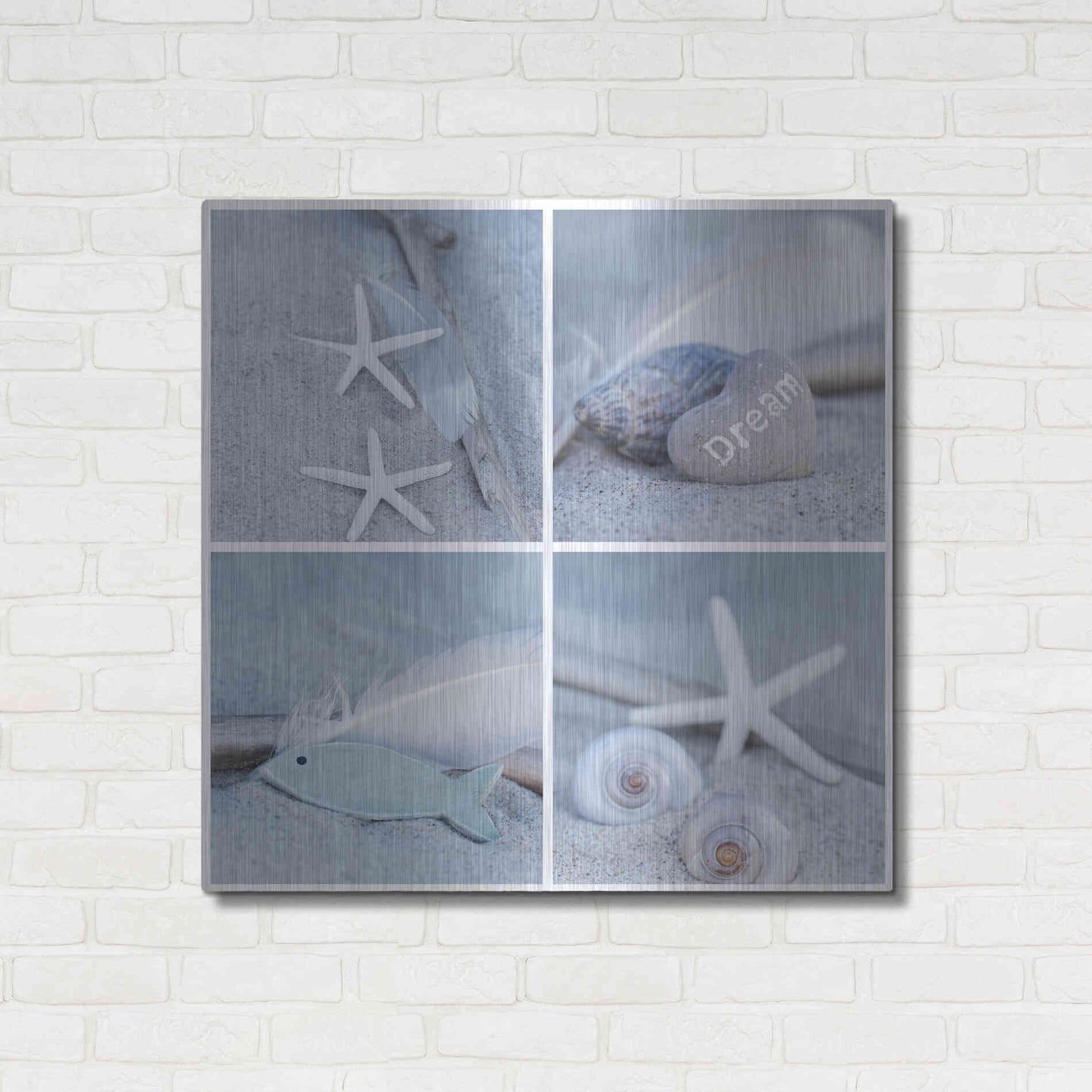 Luxe Metal Art 'Summer Beach Still Life Collage II' by Andrea Haase, Metal Wall At,36x36