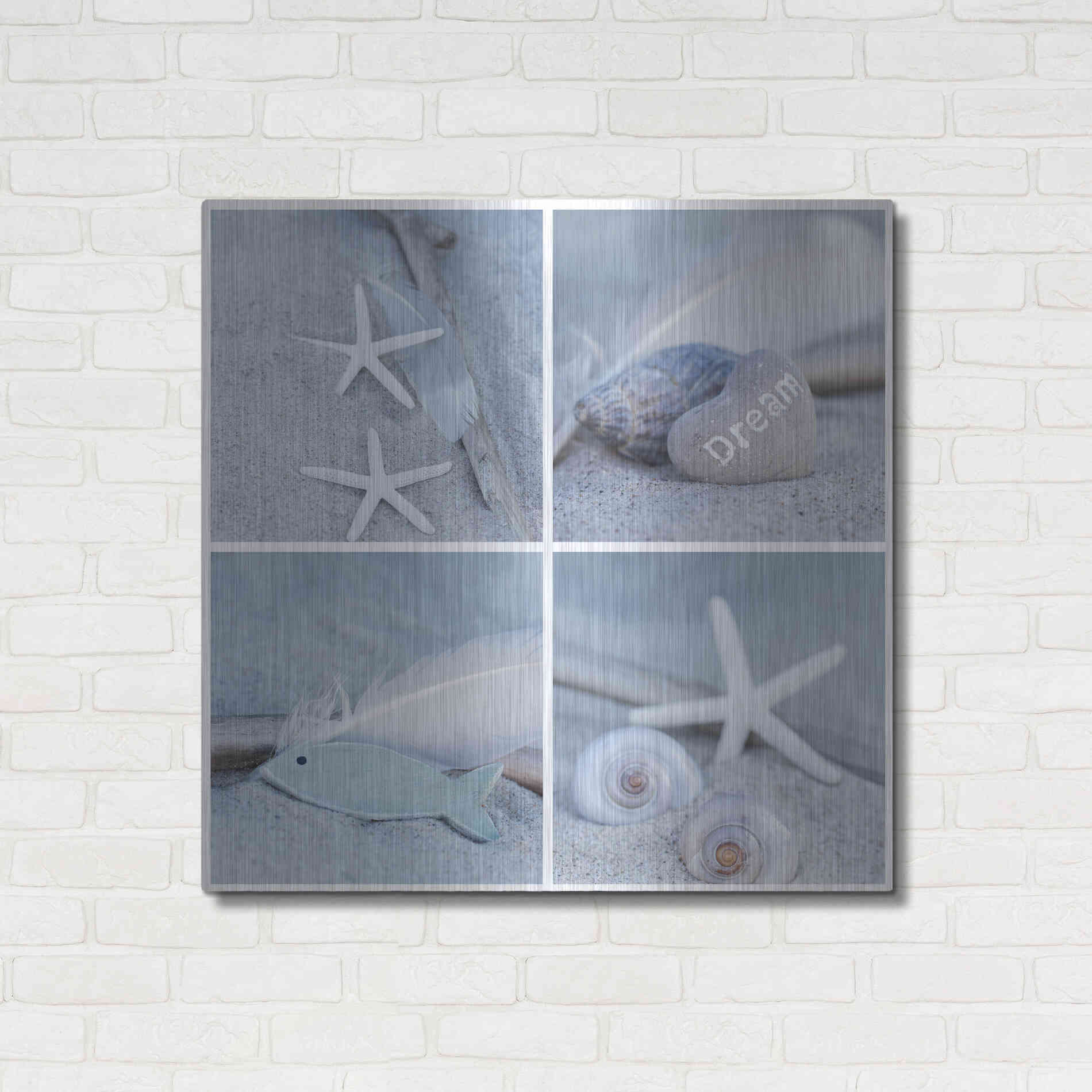 Luxe Metal Art 'Summer Beach Still Life Collage II' by Andrea Haase, Metal Wall At,36x36