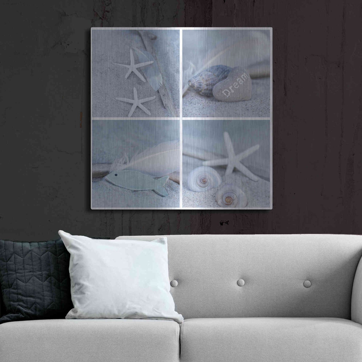 Luxe Metal Art 'Summer Beach Still Life Collage II' by Andrea Haase, Metal Wall At,36x36