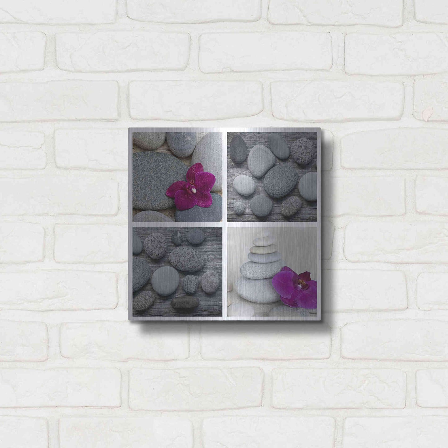 Luxe Metal Art 'Zen Orchid Collage' by Andrea Haase, Metal Wall At,12x12