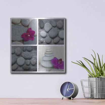 Luxe Metal Art 'Zen Orchid Collage' by Andrea Haase, Metal Wall At,12x12