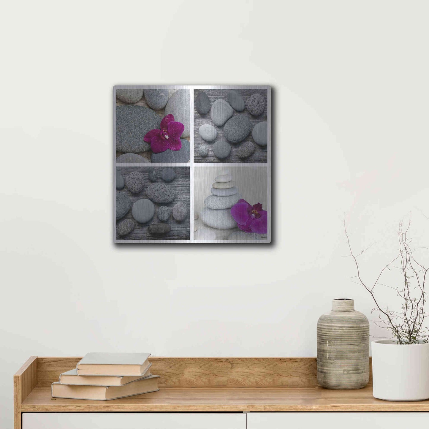 Luxe Metal Art 'Zen Orchid Collage' by Andrea Haase, Metal Wall At,12x12